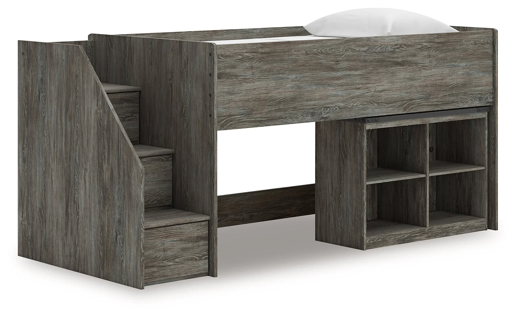 Frandern Gray Twin Loft  Bed with Bookcase Storage - Image 2