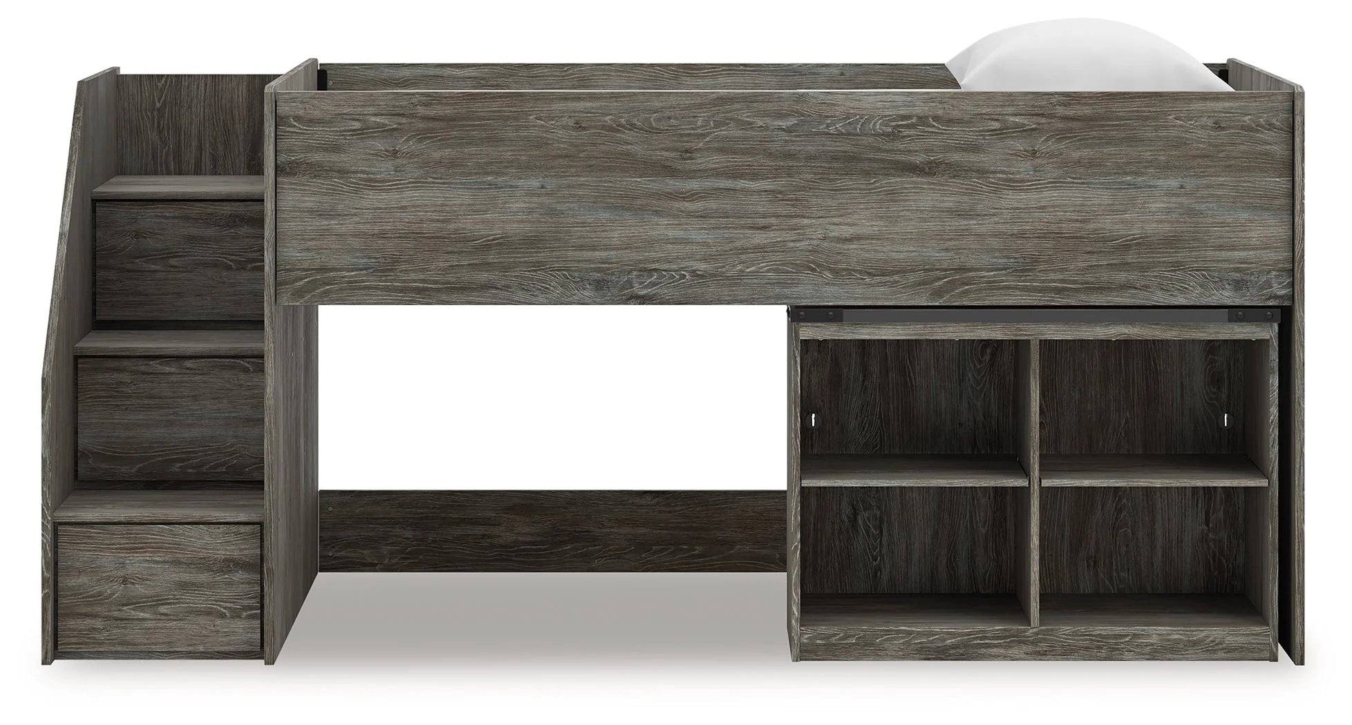 Frandern Gray Twin Loft  Bed with Bookcase Storage - Image 6