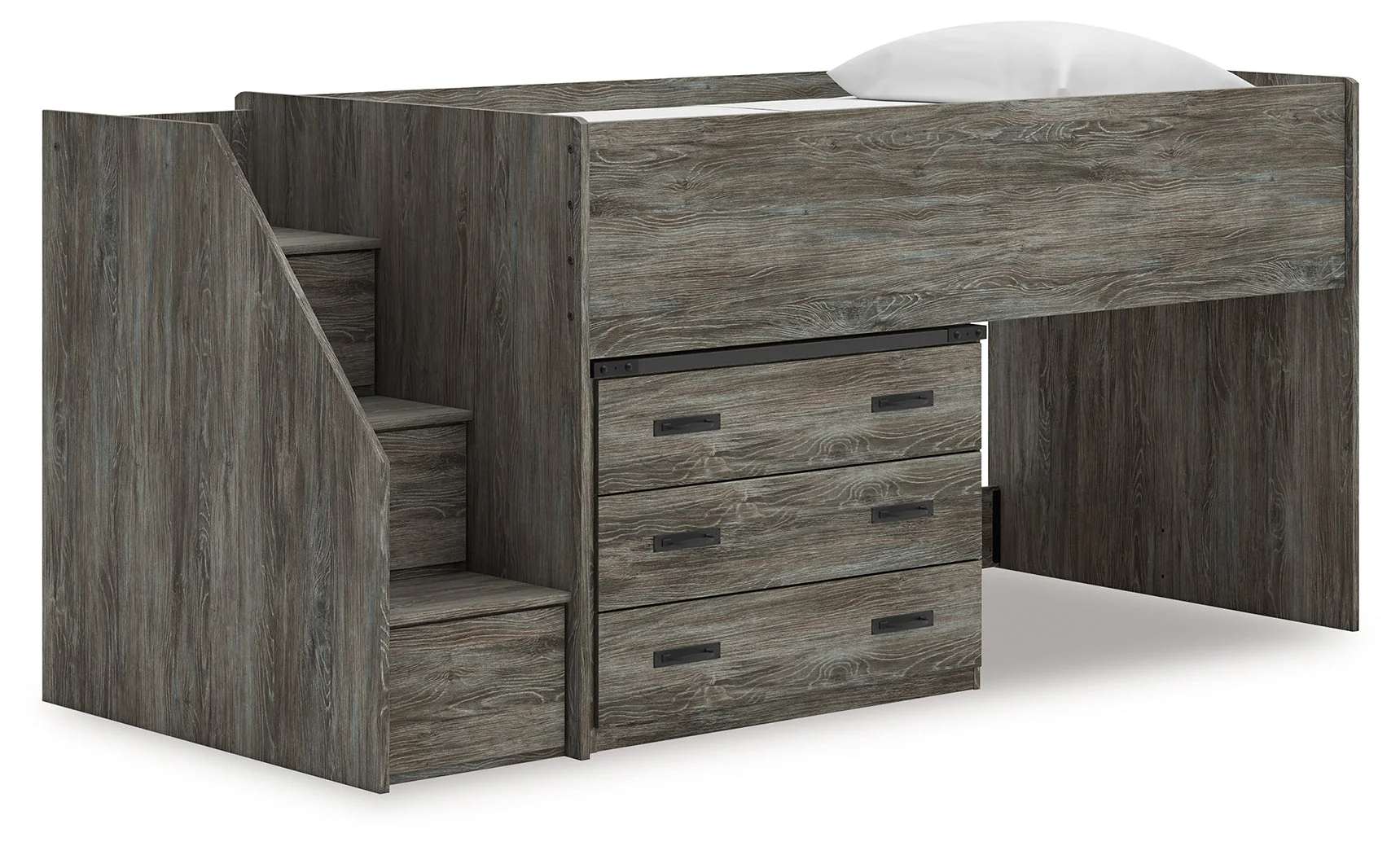 Frandern Gray Twin Loft Bed with Drawer Storage - Image 2
