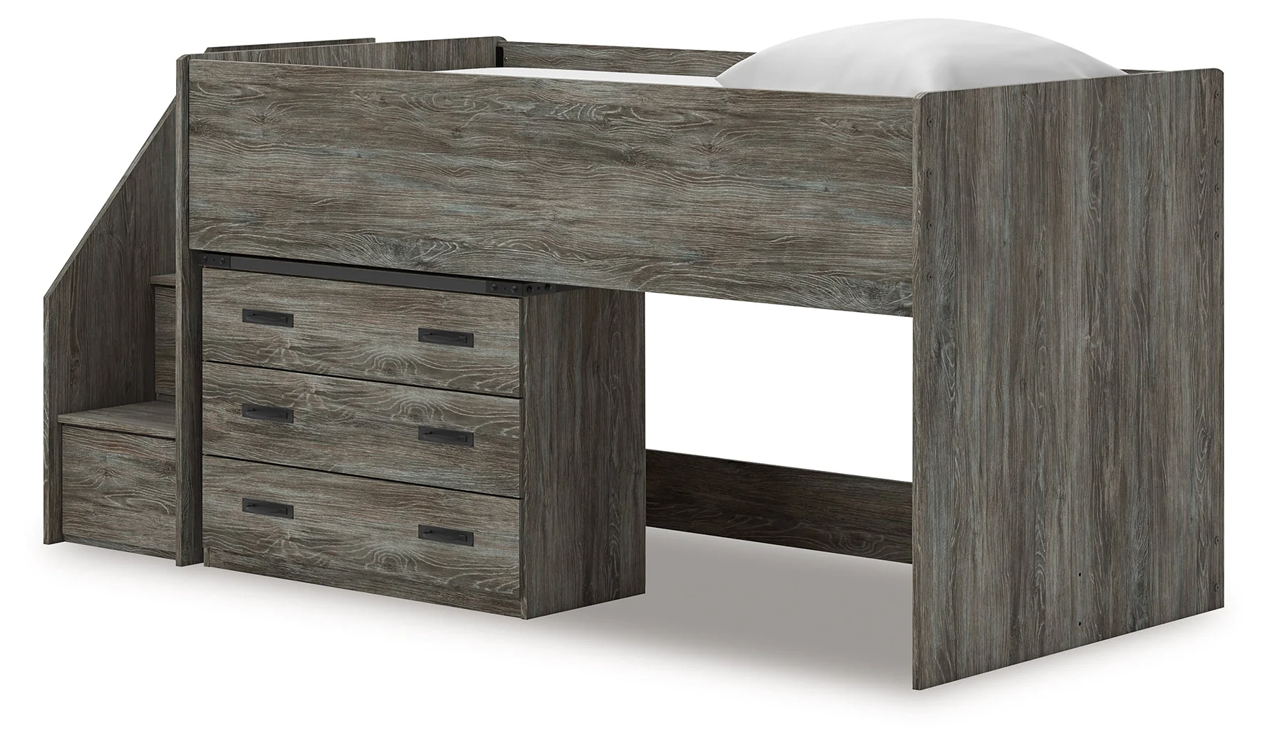 Frandern Gray Twin Loft Bed with Drawer Storage - Image 4