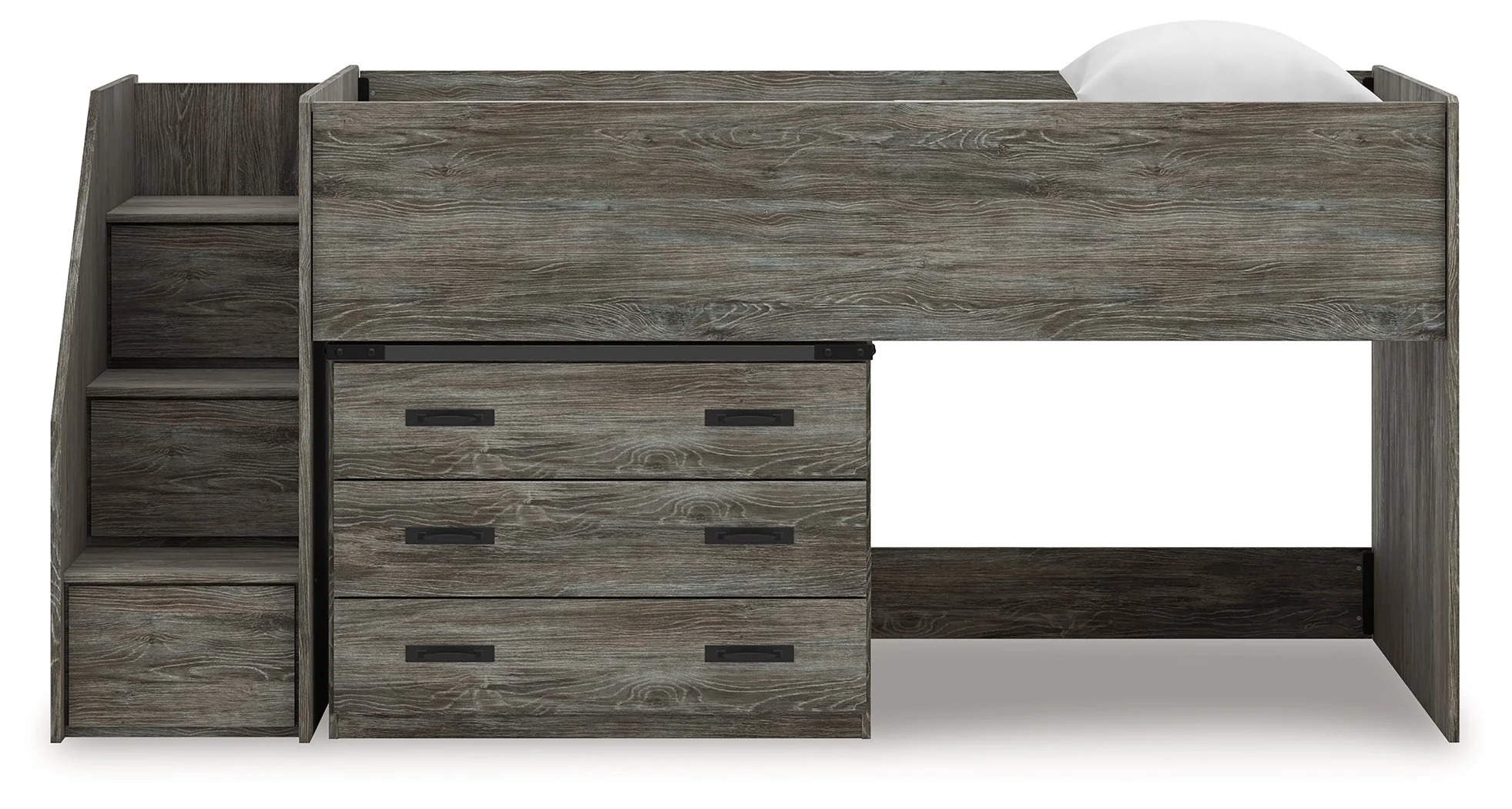 Frandern Gray Twin Loft Bed with Drawer Storage - Image 6