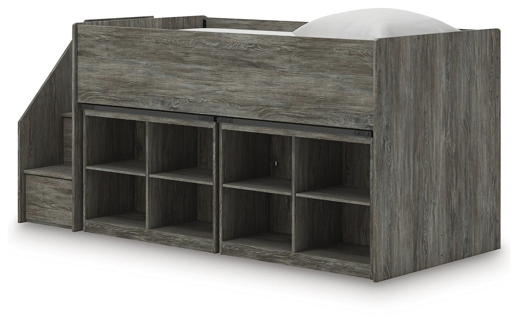 Frandern Twin Loft Bed with Bookcase Storage - Image 2