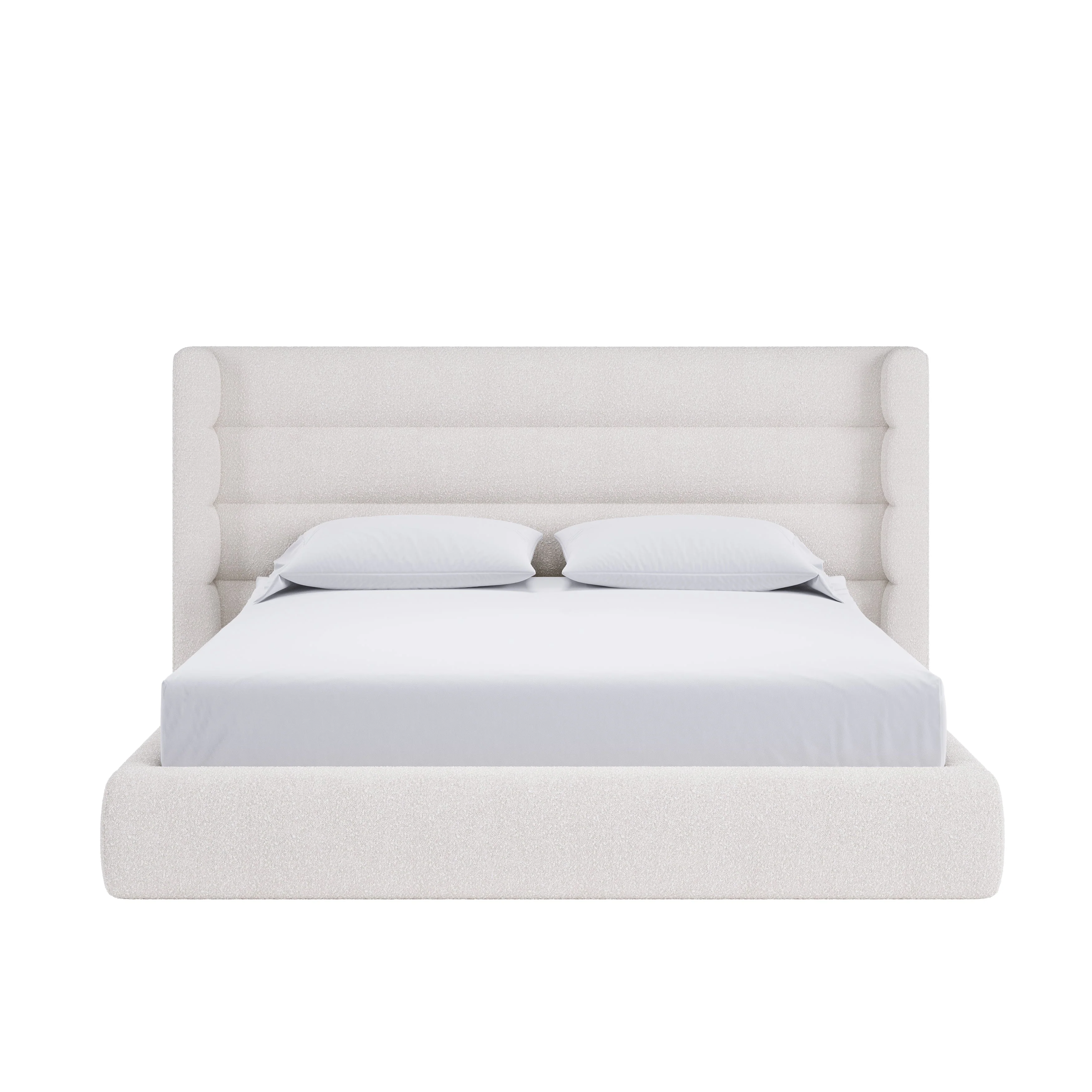 Frank Upholstered Full Wingback Platform Bed in Cottage Cheese Boucle - Image 5