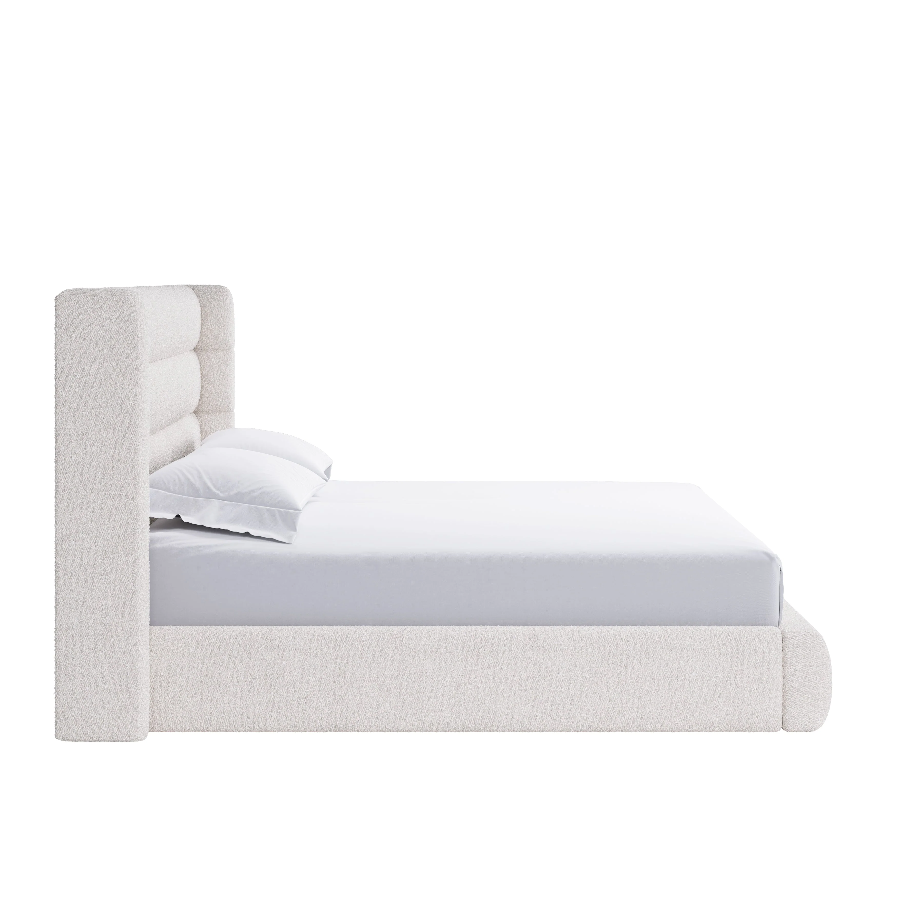 Frank Upholstered Full Wingback Platform Bed in Cottage Cheese Boucle - Image 7