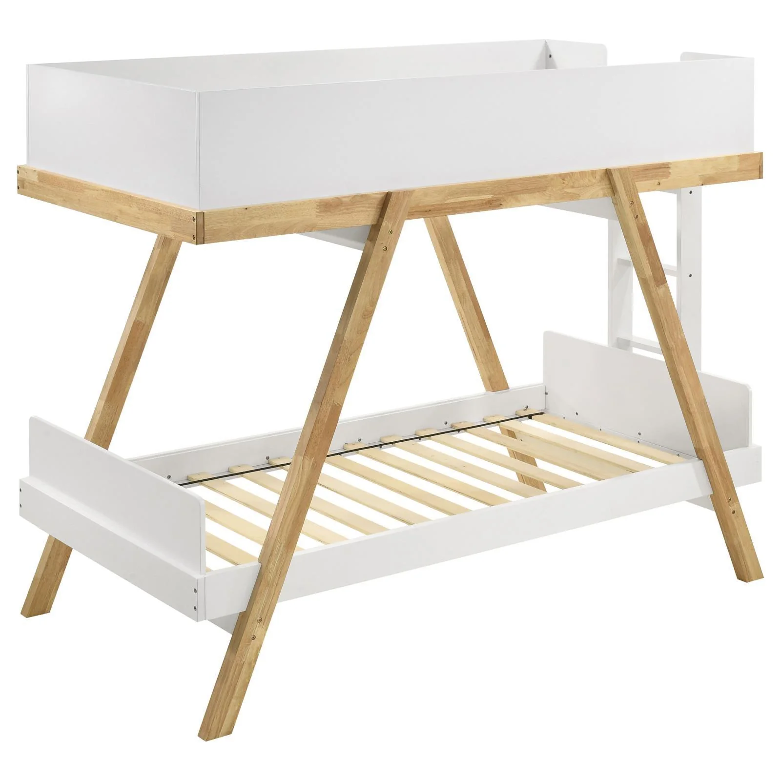 Frankie White and Natural Wood Twin Over Twin Bunk Bed - Image 4