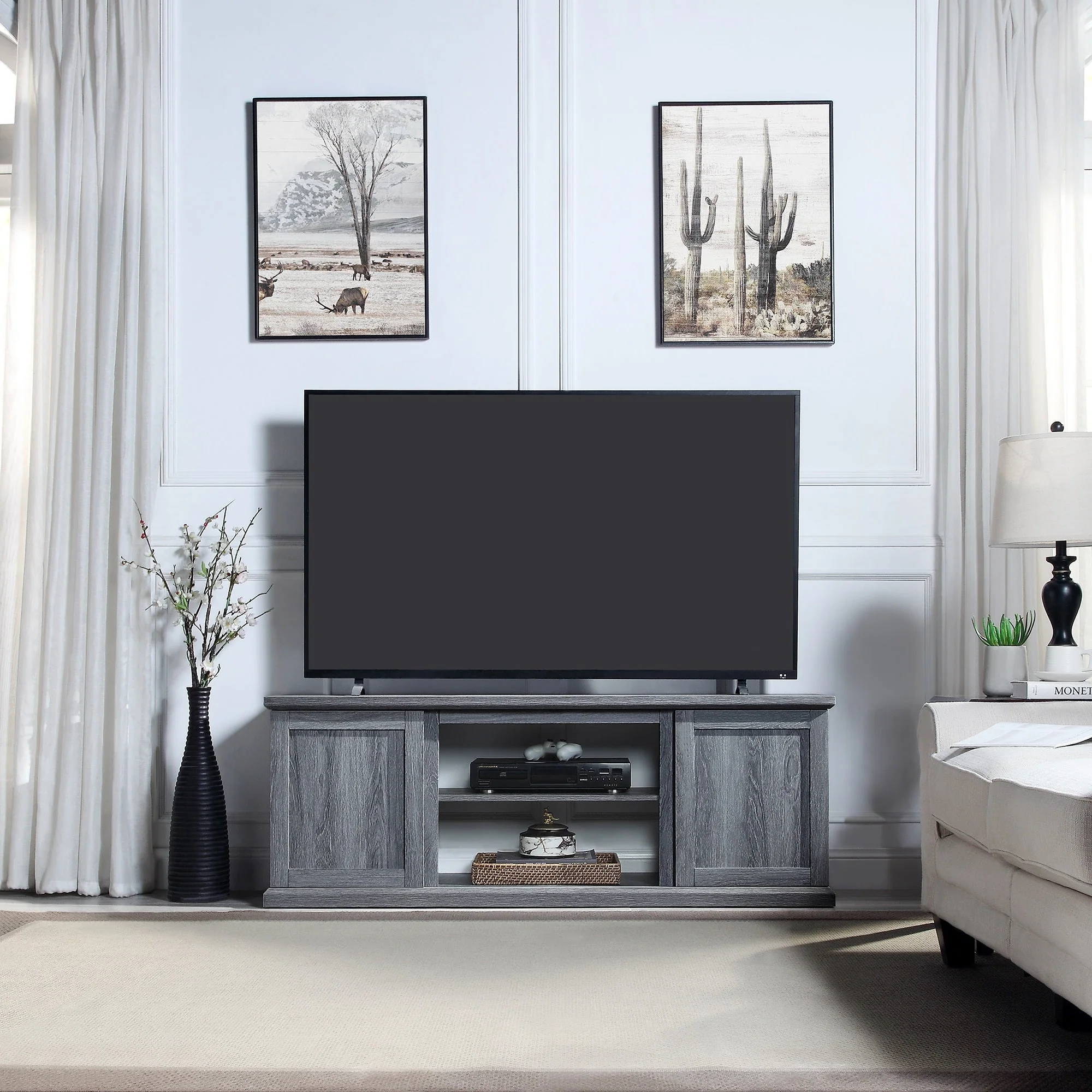 Franklin 60" TV Stand in Grey - Image 2