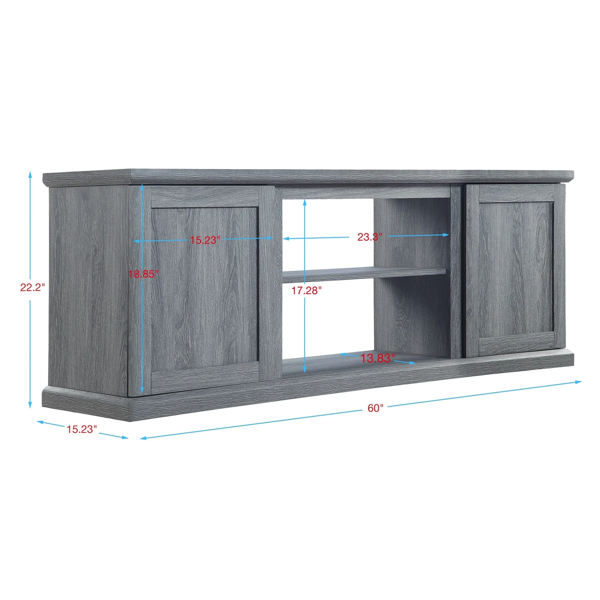 Franklin 60" TV Stand in Grey - Image 3