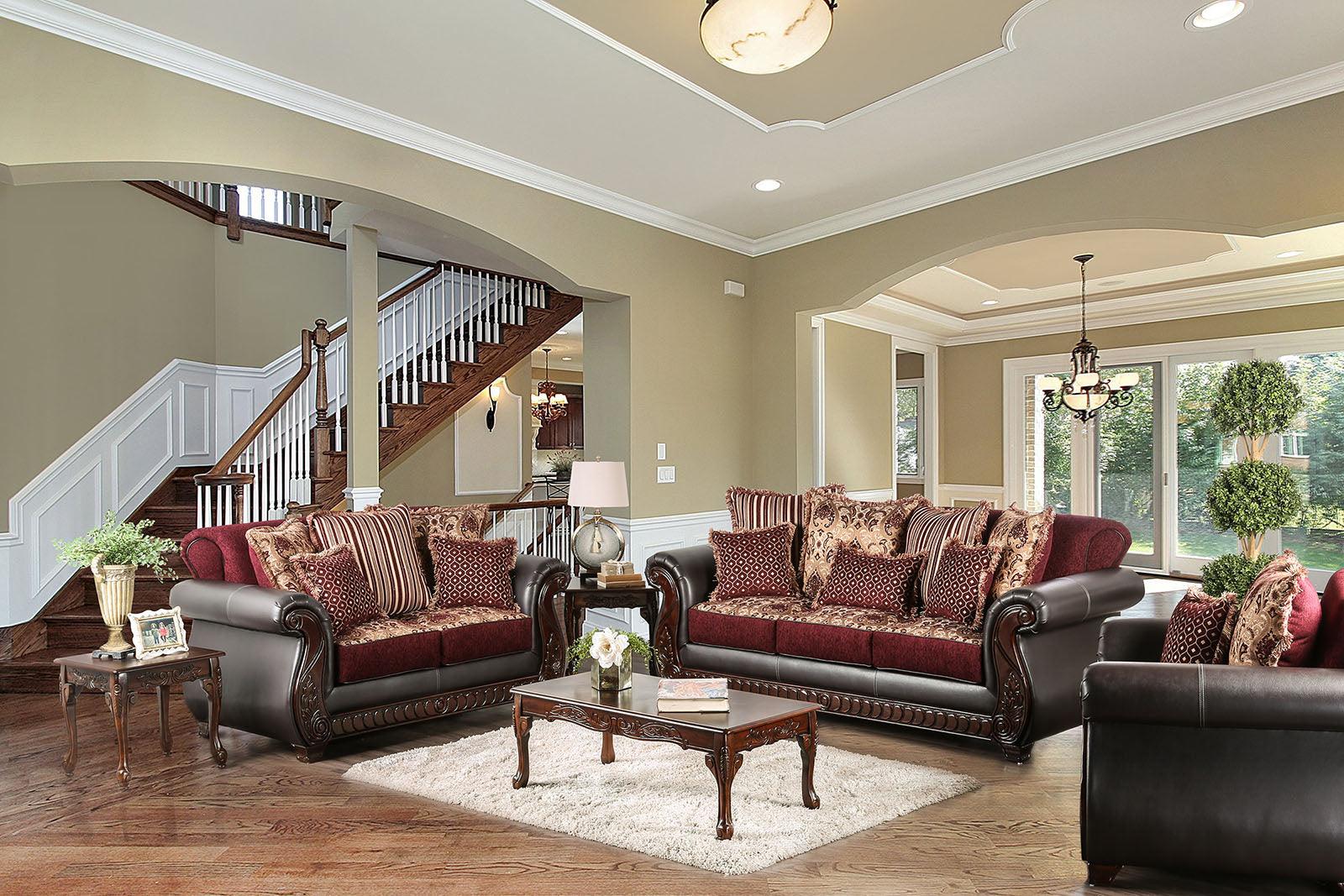 Franklin Burgundy/Espresso Loveseat - Image 2