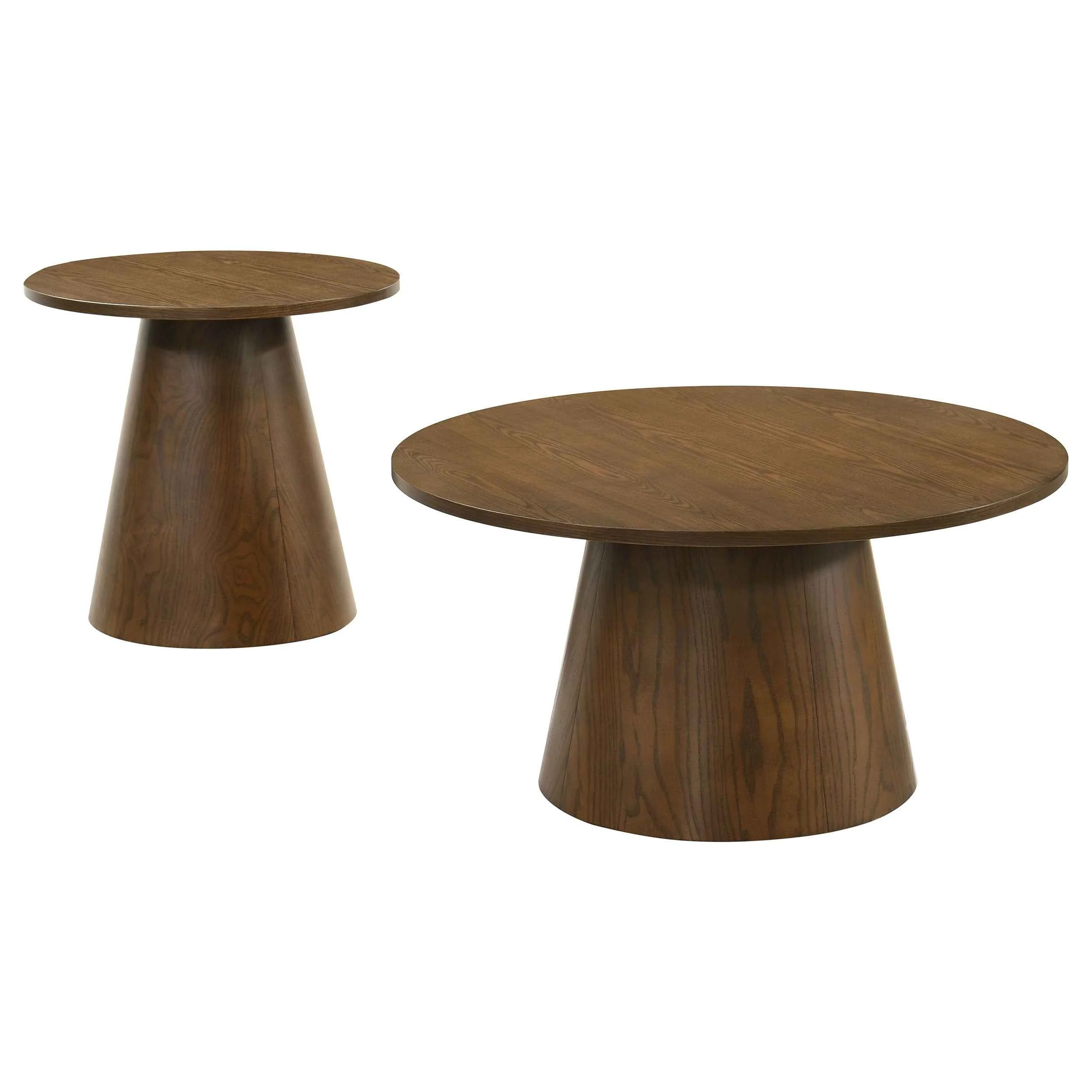 Franklin Dark Brown 2-piece Round Pedestal Coffee Table Set - Image 2