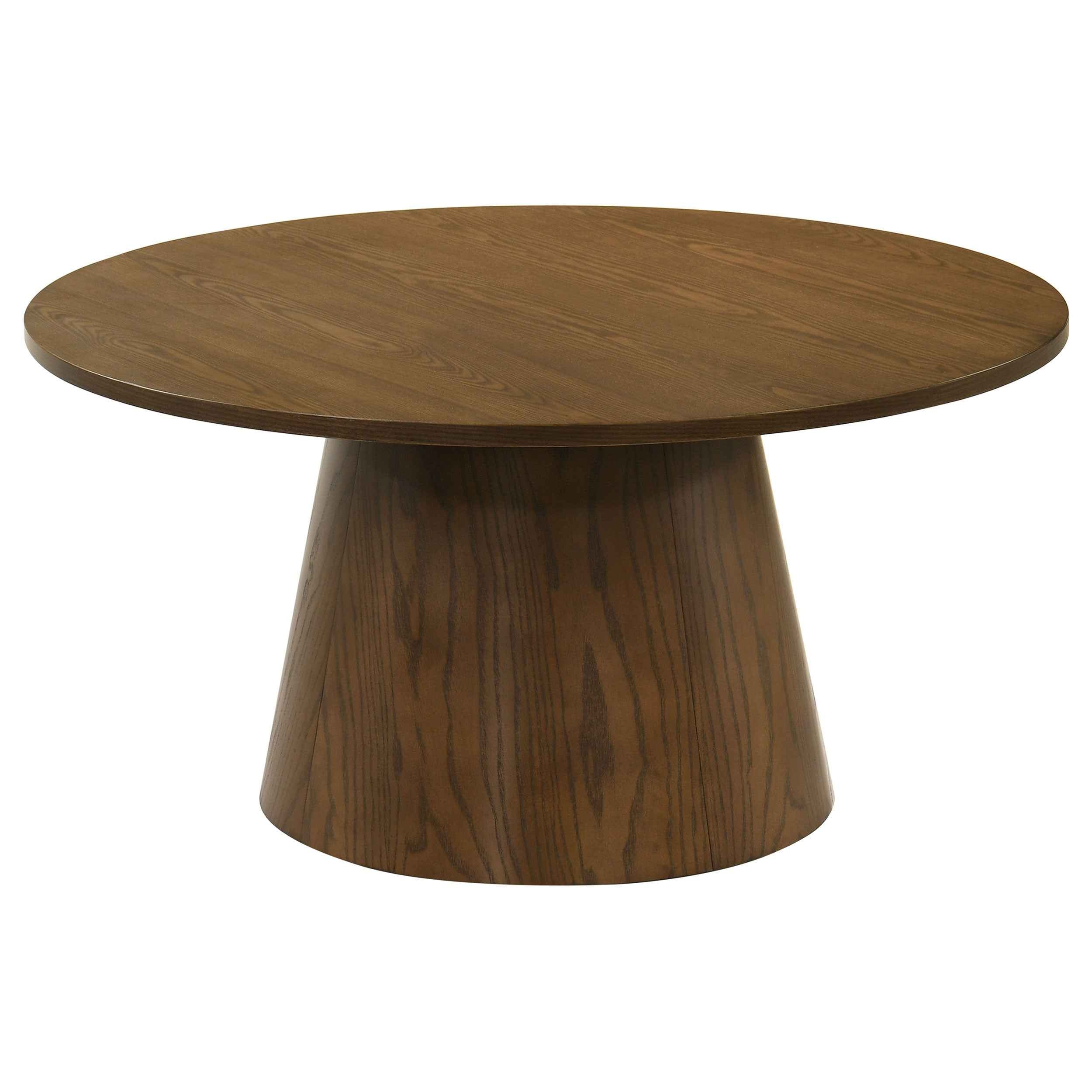 Franklin Dark Brown 2-piece Round Pedestal Coffee Table Set - Image 5
