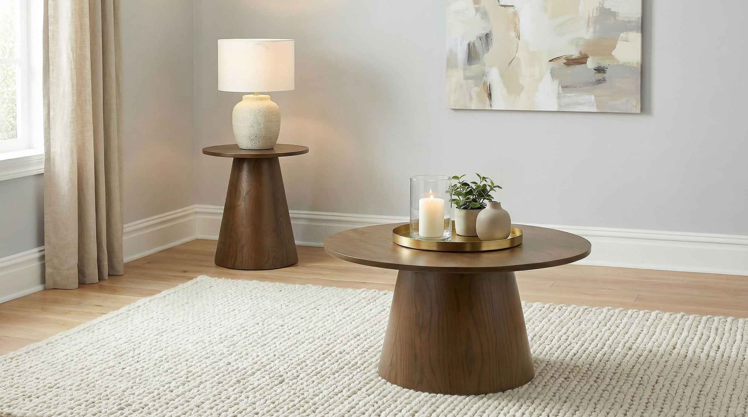 Franklin Dark Brown Round Wood Pedestal Side End Table - Image 7
