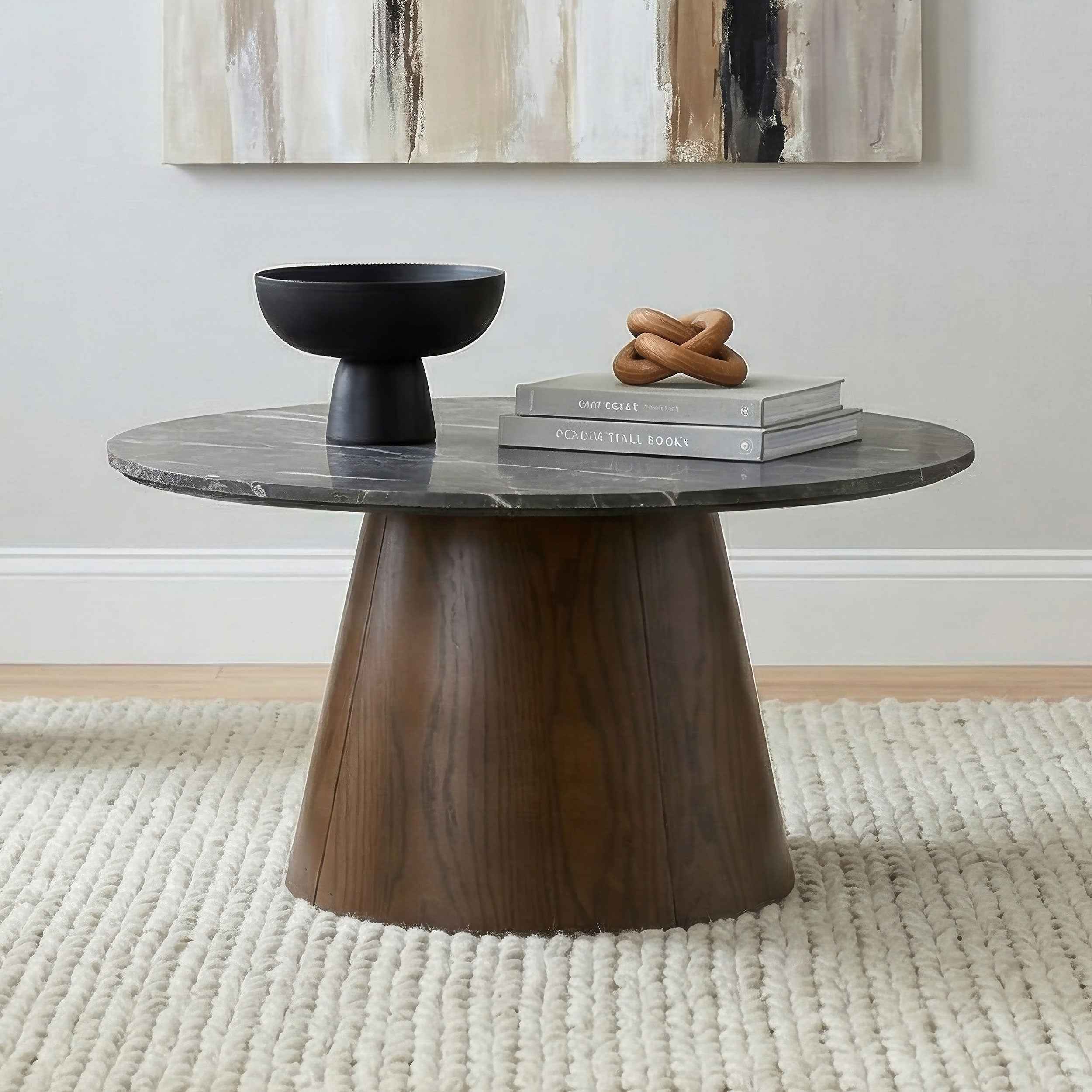 Franklin Grey/Dark Brown 36-inch Round Pedestal Coffee Table
