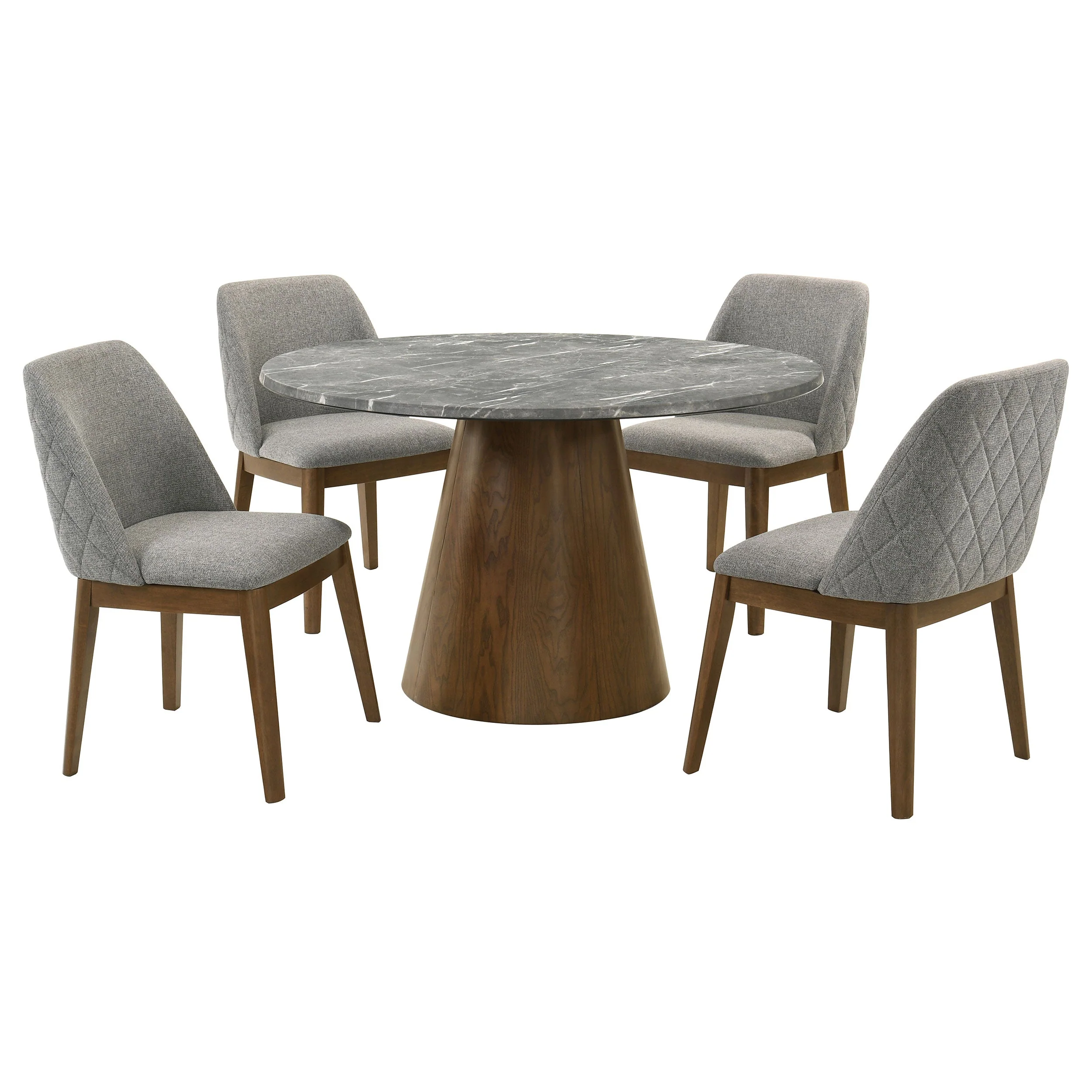 Franklin Grey/Dark Oak 5-piece Round Dining Table Set - Image 2