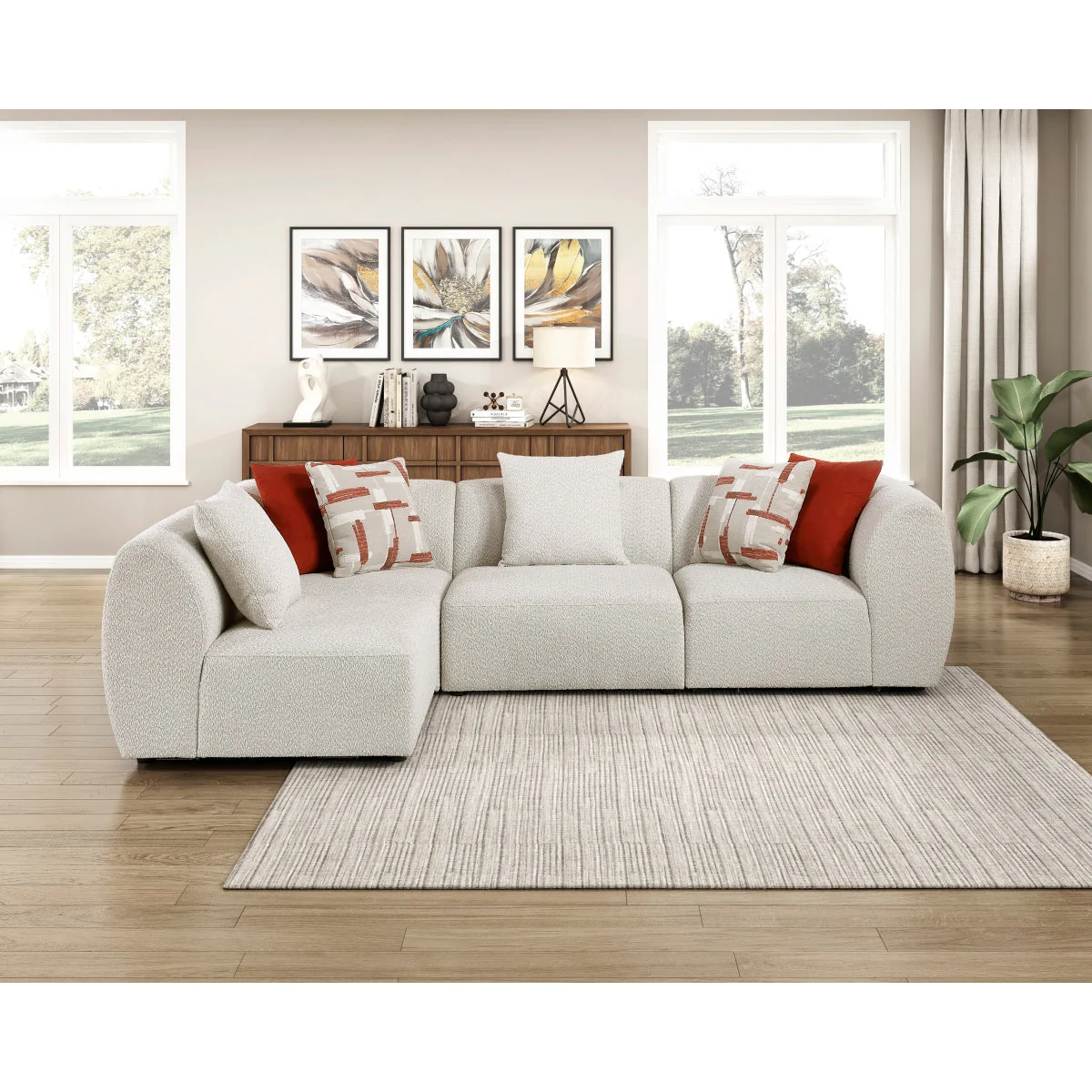 Franz Beige Chenille 4-Piece Modular Sectional - Image 6