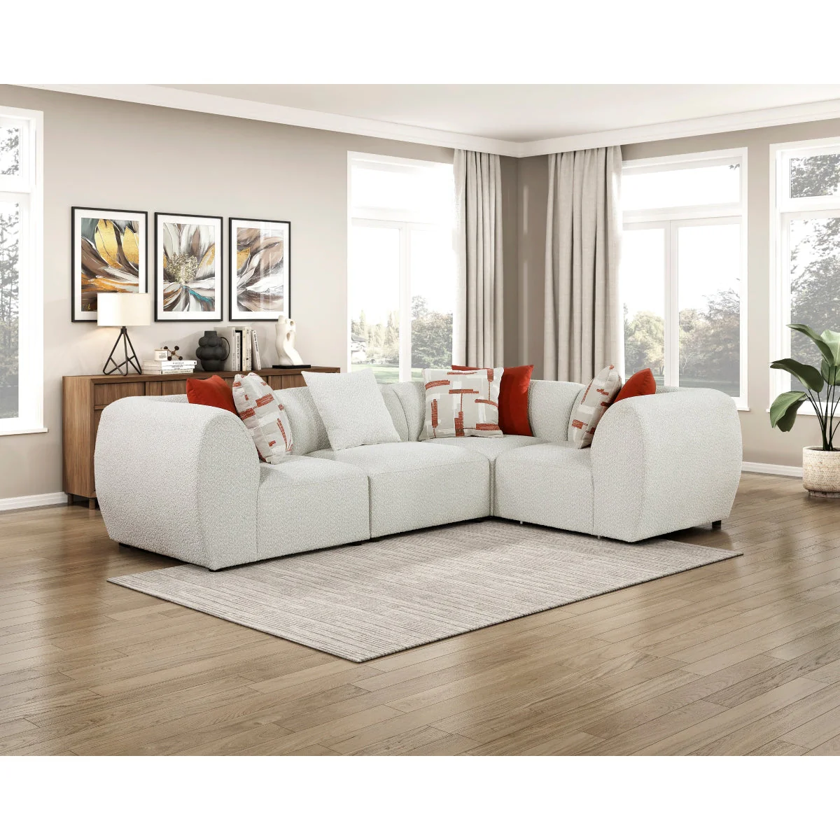 Franz Beige Chenille 4-Piece Modular Sectional - Image 22