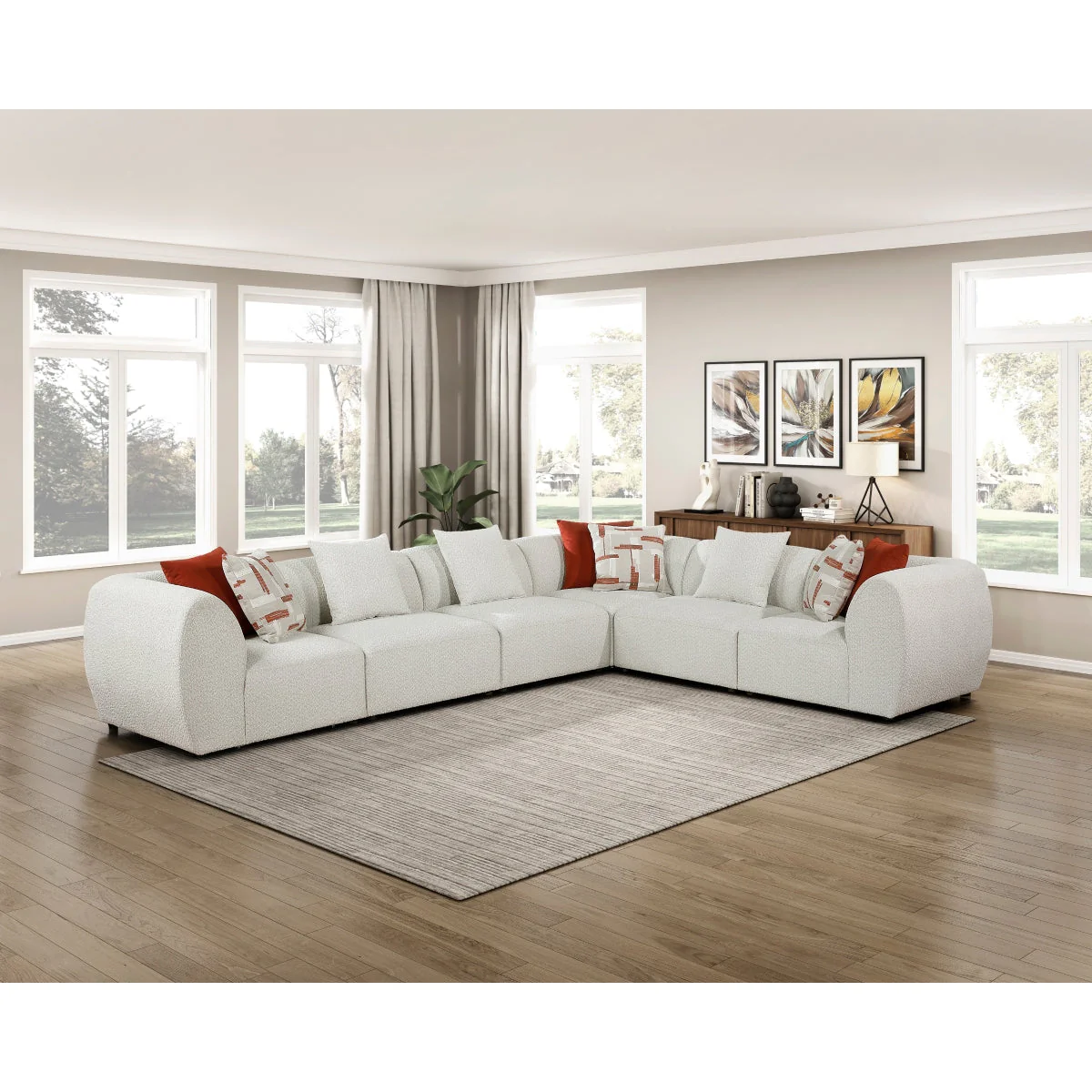Franz Beige Chenille 6-Piece Modular Sectional
