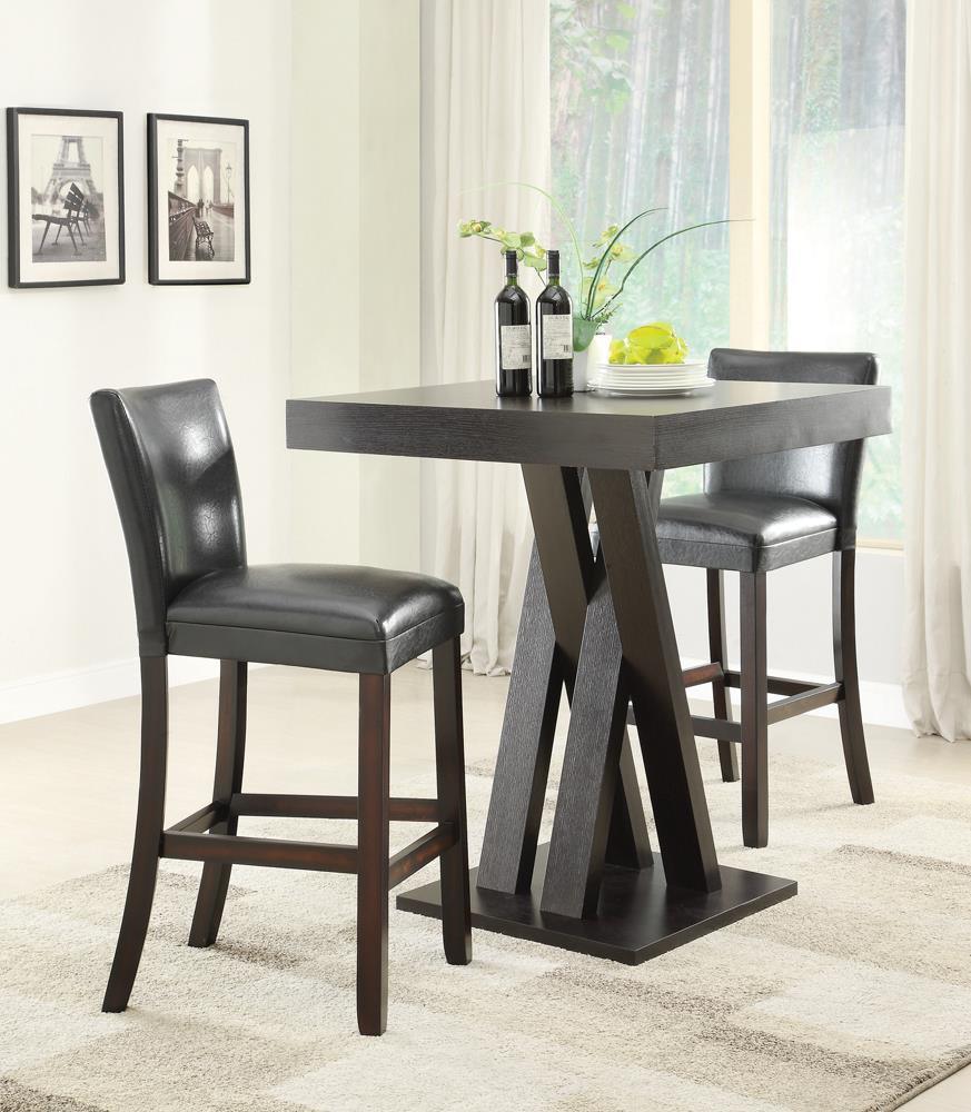Freda Cappuccino Double X-Shaped Base Square Bar Table - Image 3