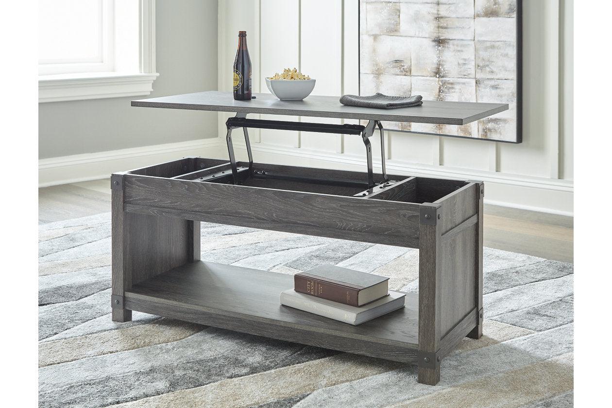 Freedan Grayish Brown Lift-top Coffee Table, 2 End Tables and Console - Image 18