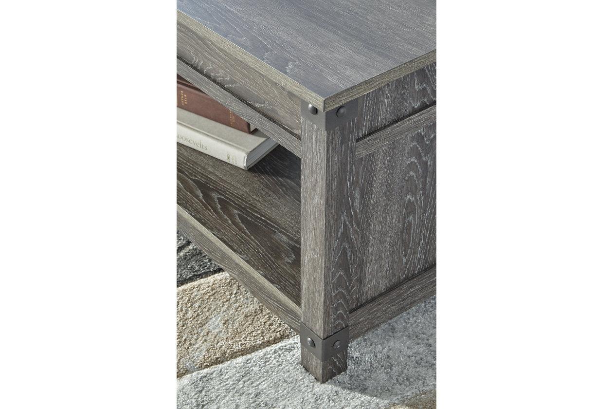 Freedan Grayish Brown Lift-top Coffee Table, 2 End Tables and Console - Image 20