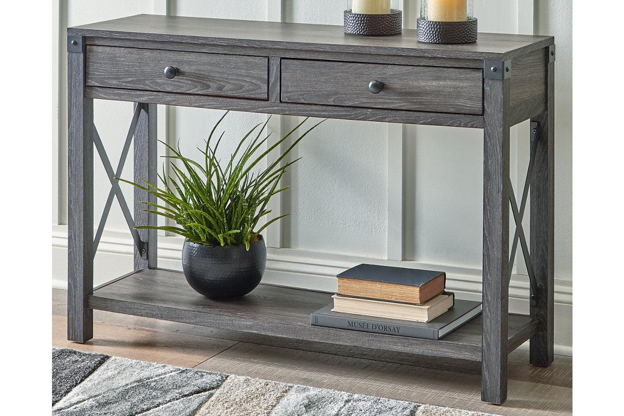 Freedan Grayish Brown Lift-top Coffee Table, 2 End Tables and Console - Image 21
