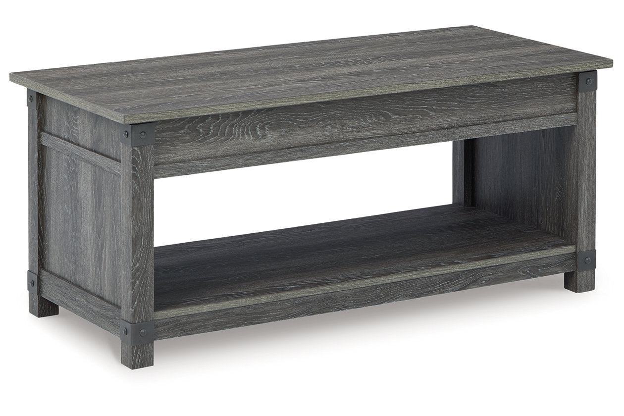 Freedan Grayish Brown Lift-top Coffee Table, 2 End Tables and Console - Image 5