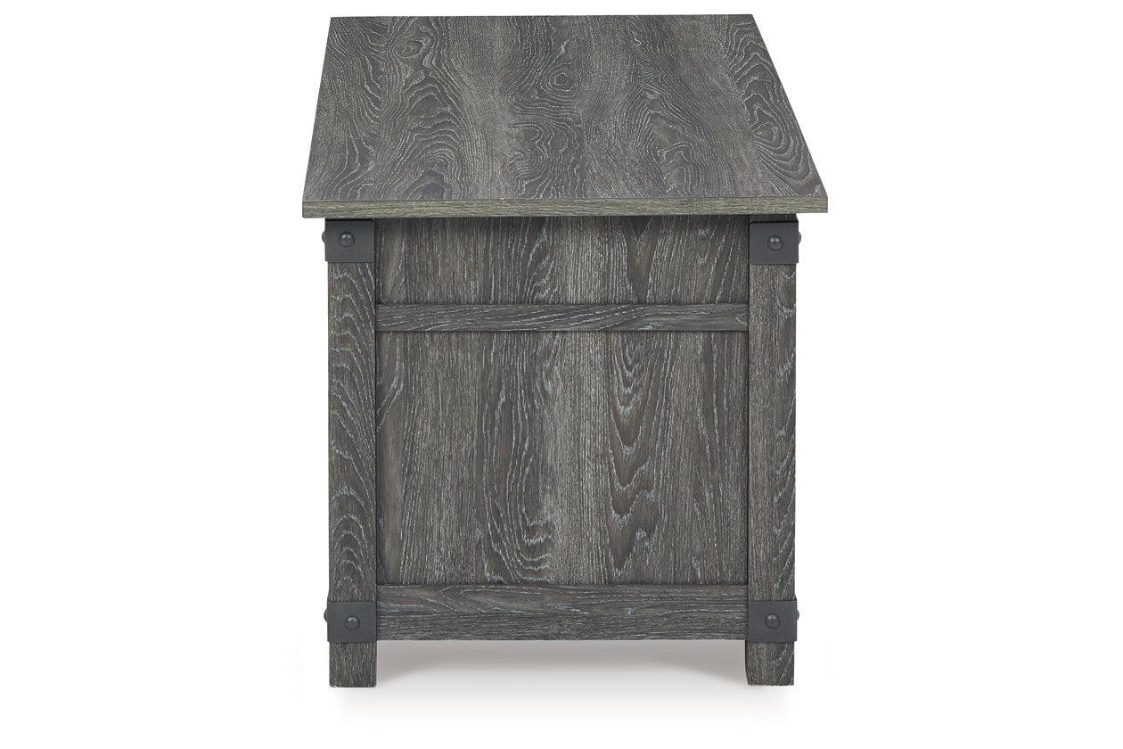 Freedan Grayish Brown Lift-top Coffee Table, 2 End Tables and Console - Image 6