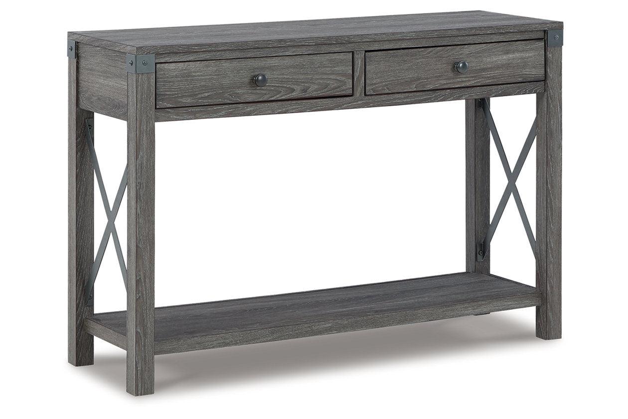 Freedan Grayish Brown Lift-top Coffee Table, 2 End Tables and Console - Image 7