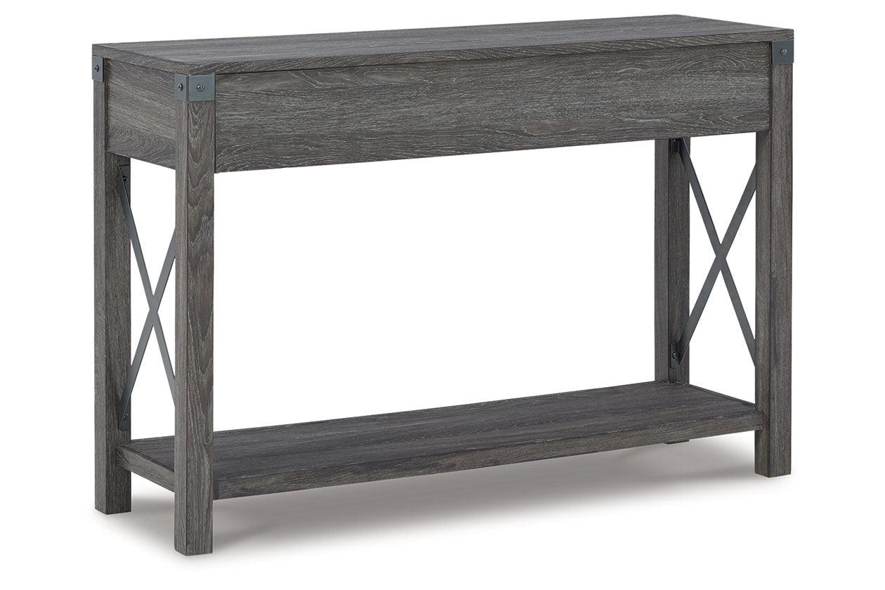 Freedan Grayish Brown Lift-top Coffee Table, 2 End Tables and Console - Image 9