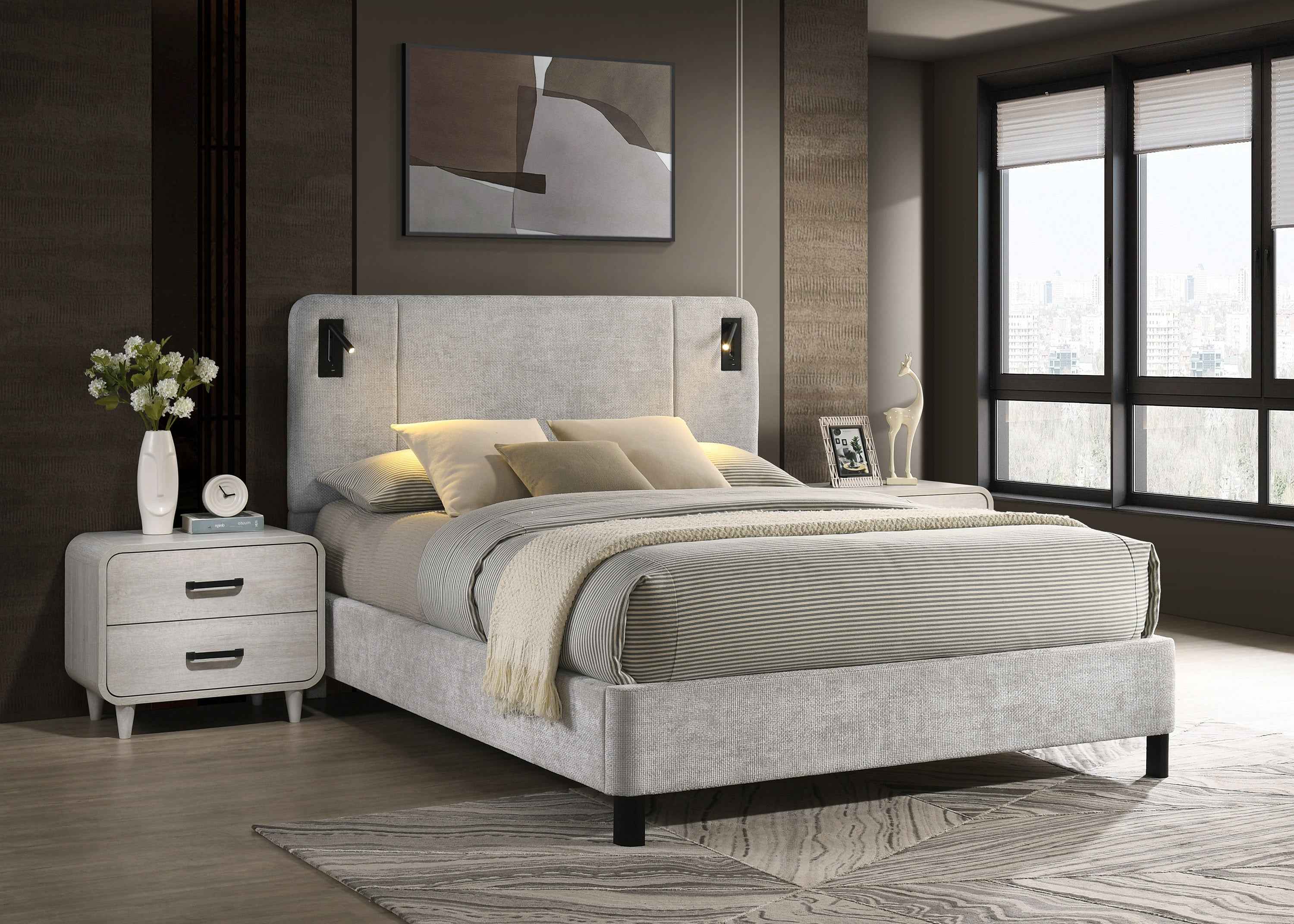 Freya Light Gray King Upholstered Bed - Image 4