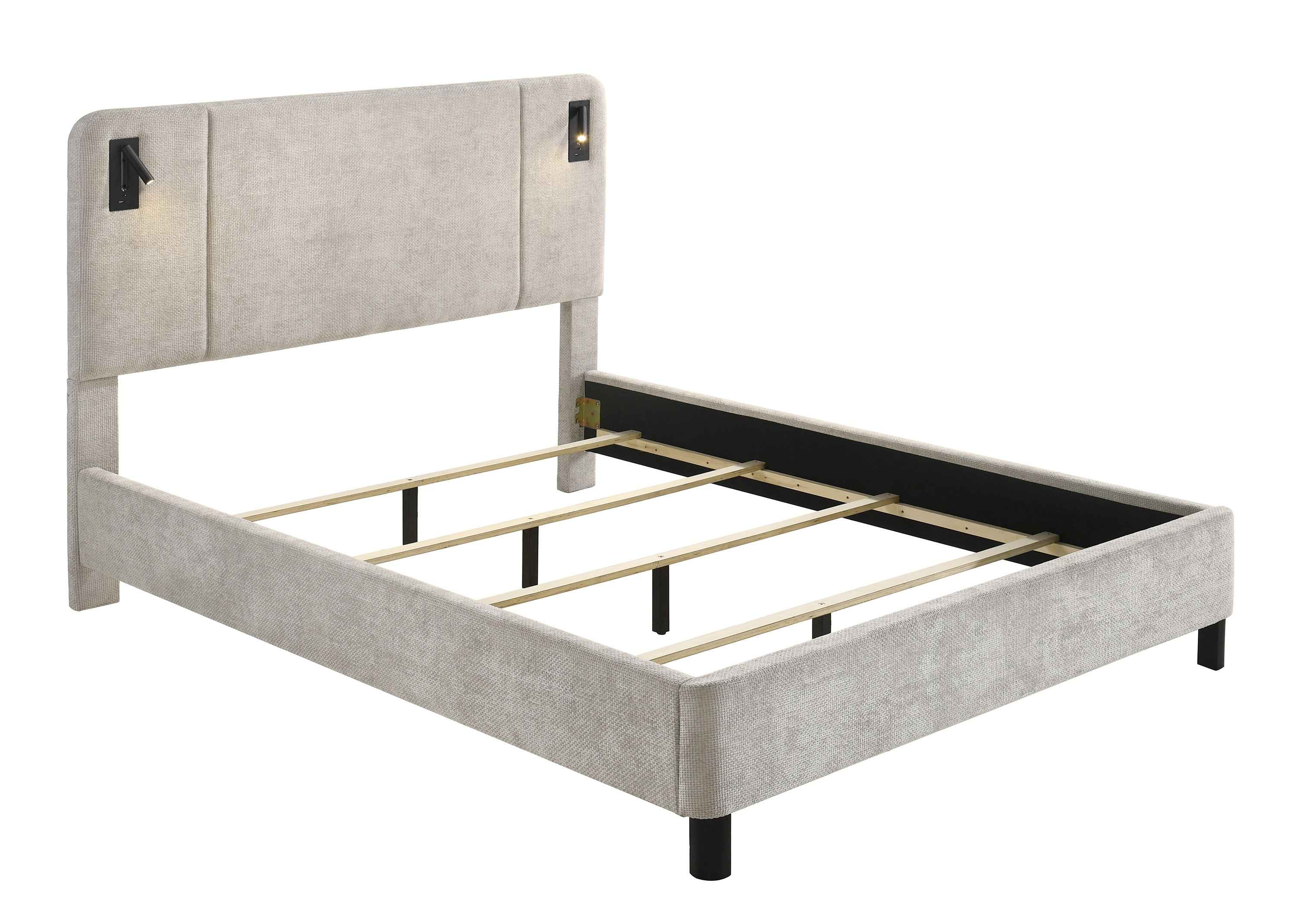 Freya Light Gray Queen Upholstered Bed - Image 2
