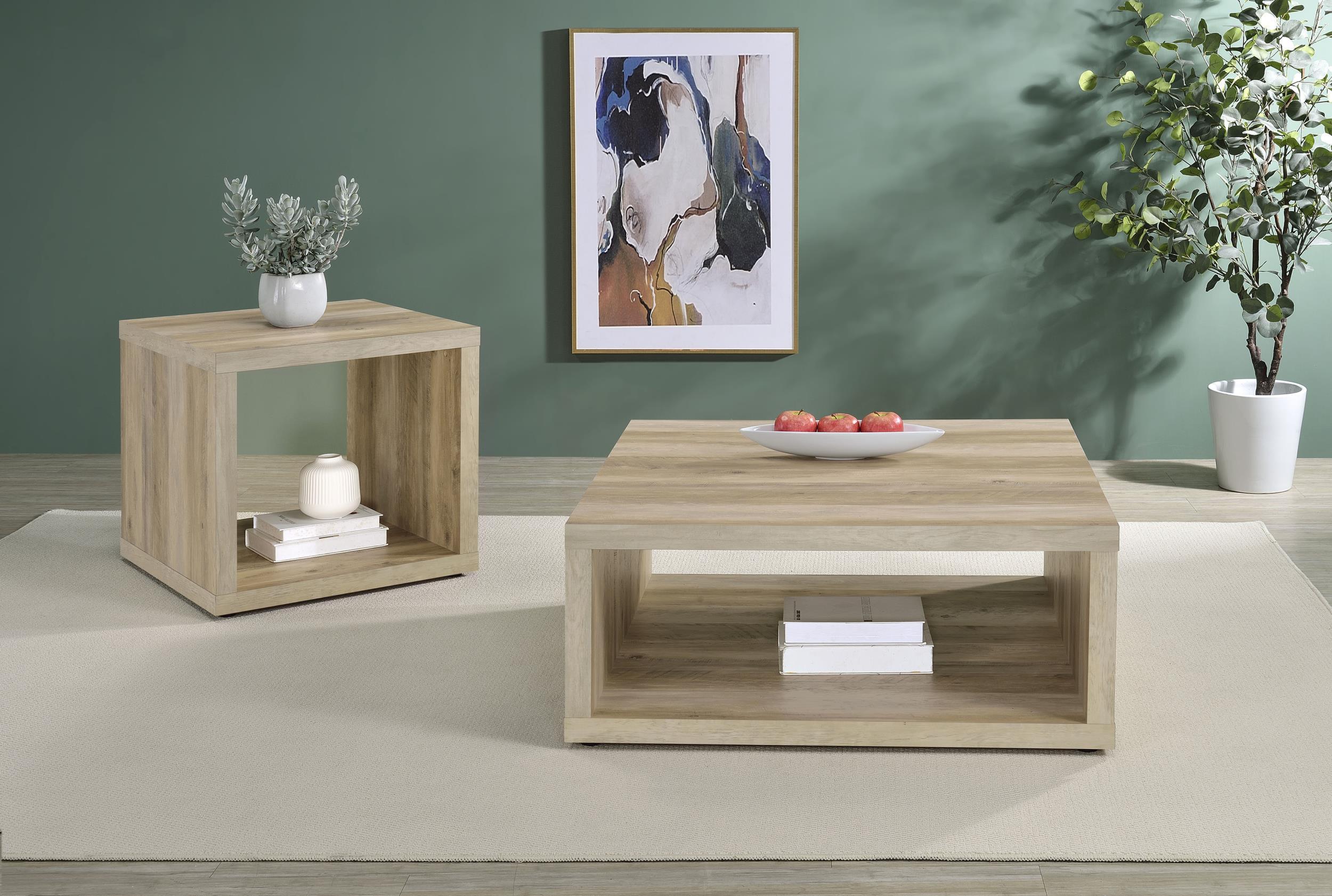 Frisco Square Engineered Wood Coffee Table Distressed Pine - Image 8