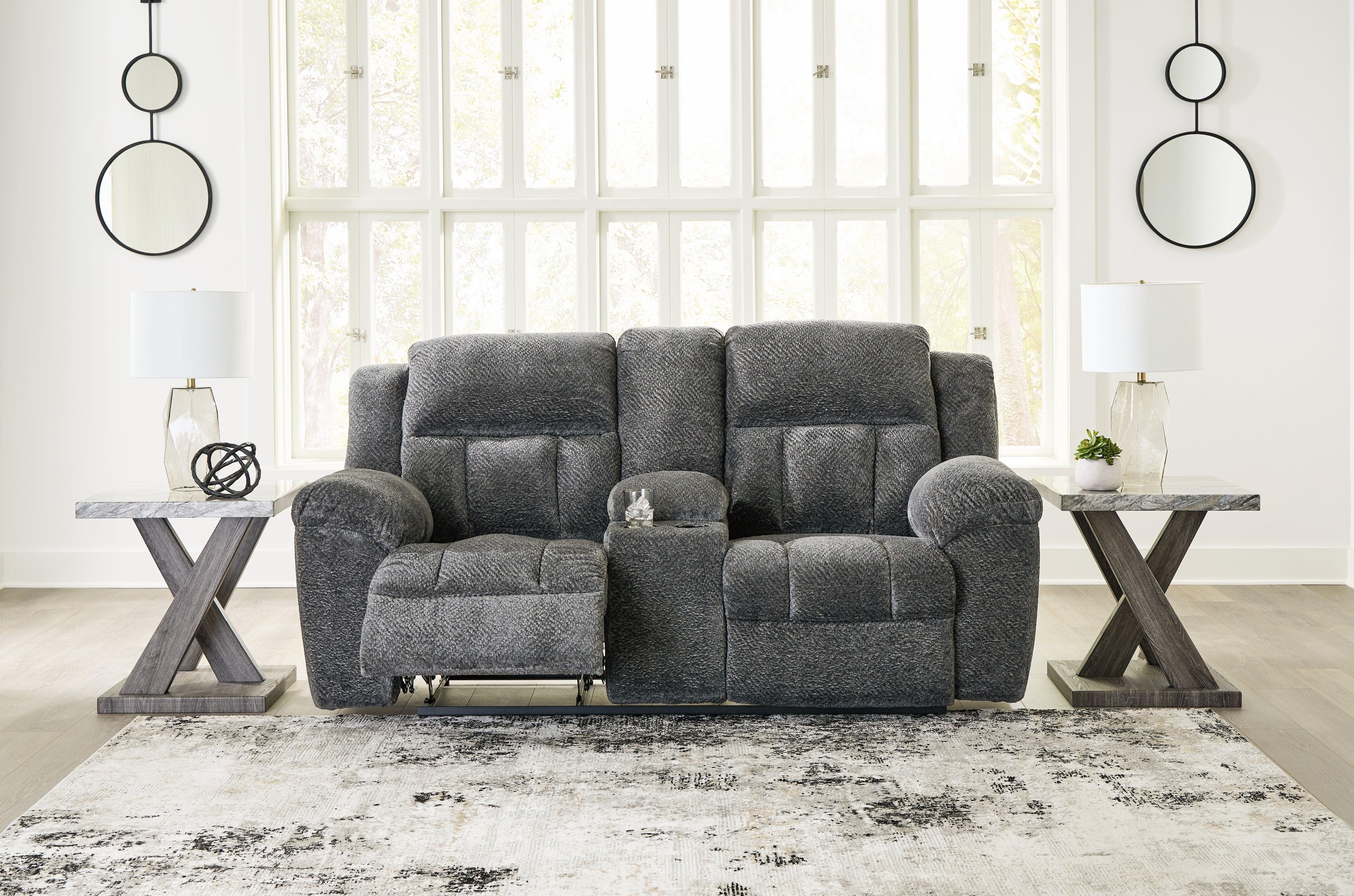 Frohn Graphite Manual Reclining Loveseat with Console - Image 6