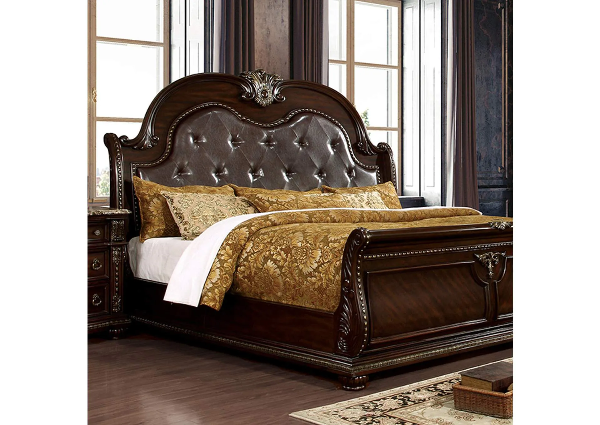 Fromberg Brown Cherry Queen Bed