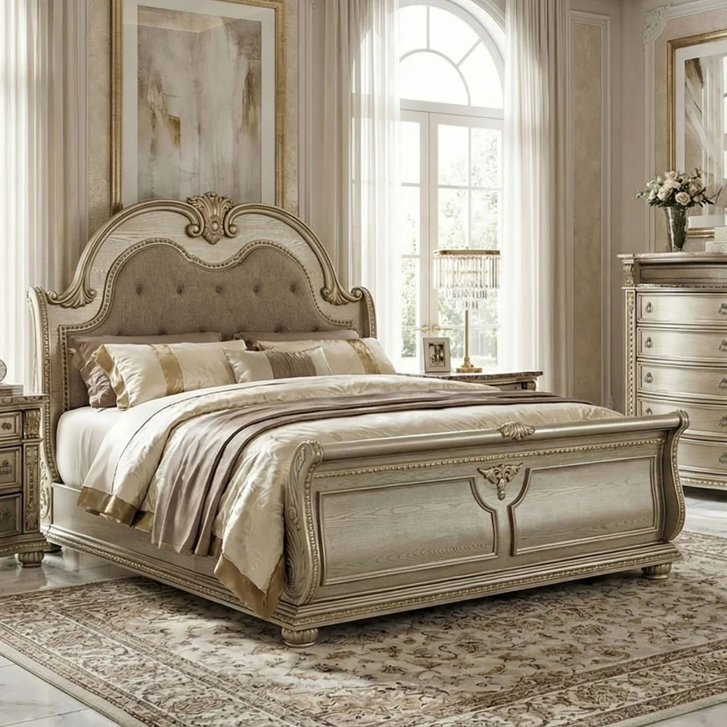 Fromberg Gold Champagne 5-Piece Queen Bedroom Set - Image 2