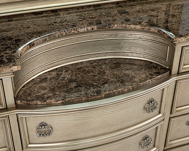Fromberg Gold Champagne Dresser w/ Marble Top - Image 7