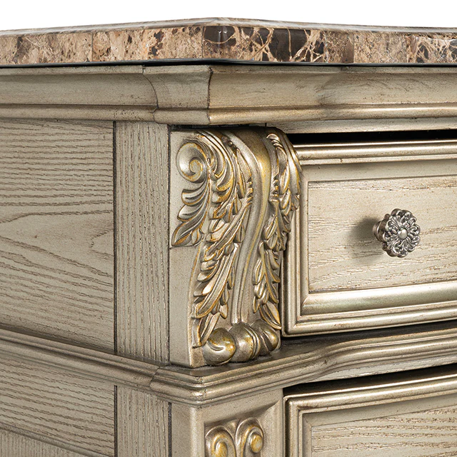 Fromberg Gold Champagne Nightstand w/ Marble Top - Image 7