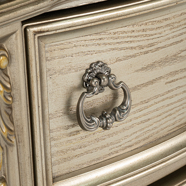 Fromberg Gold Champagne Nightstand w/ Marble Top - Image 9