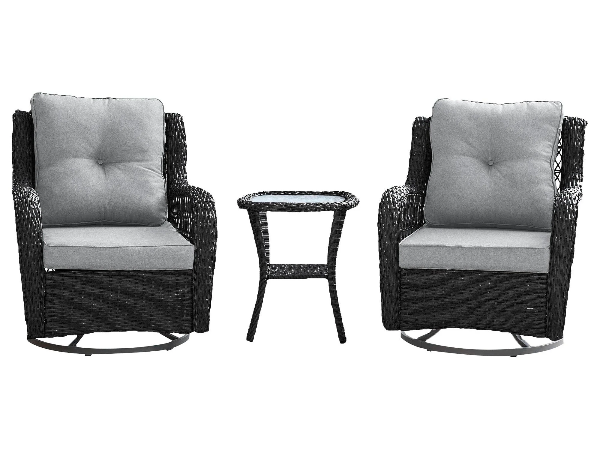 Fruttuo Patio 2-Person Seating Group with End Table with Grey Cushions