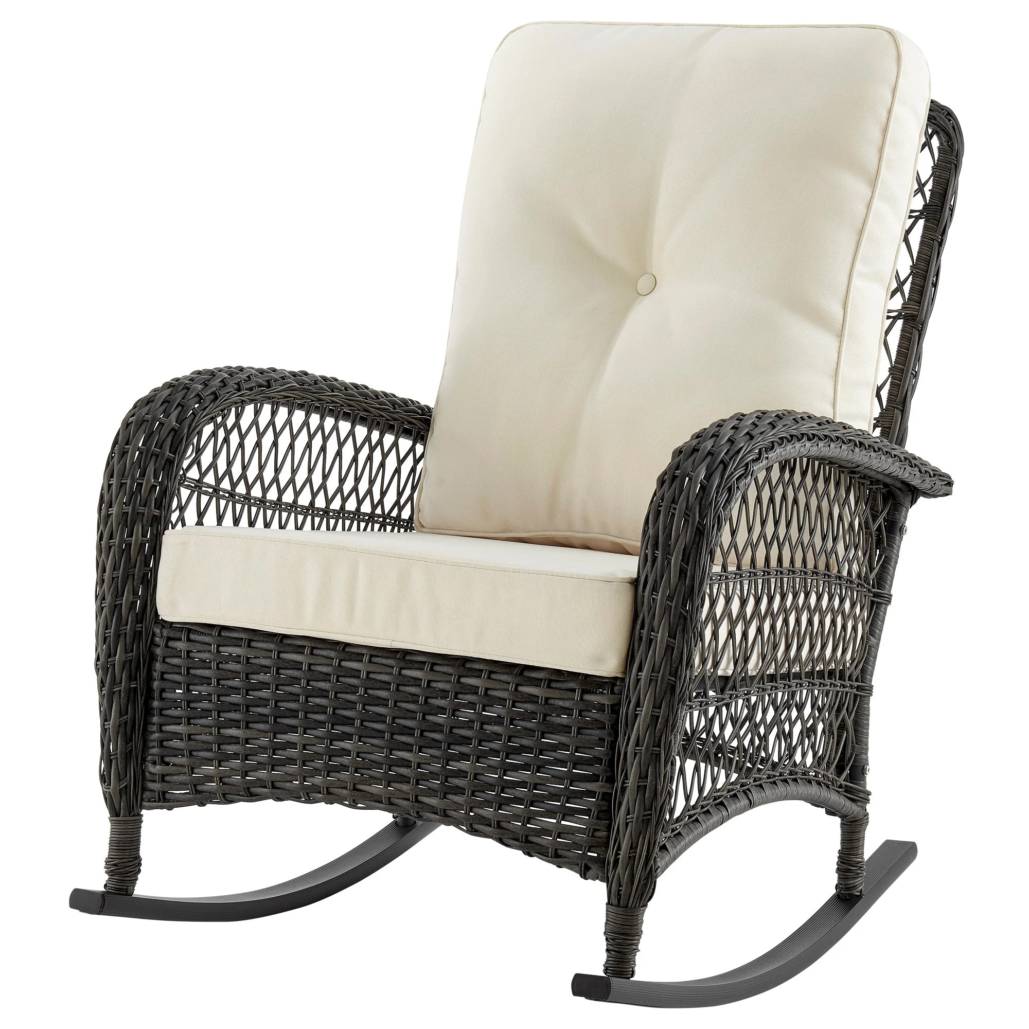 Fruttuo Patio Rocking Chair with Cream Cushions - Image 4