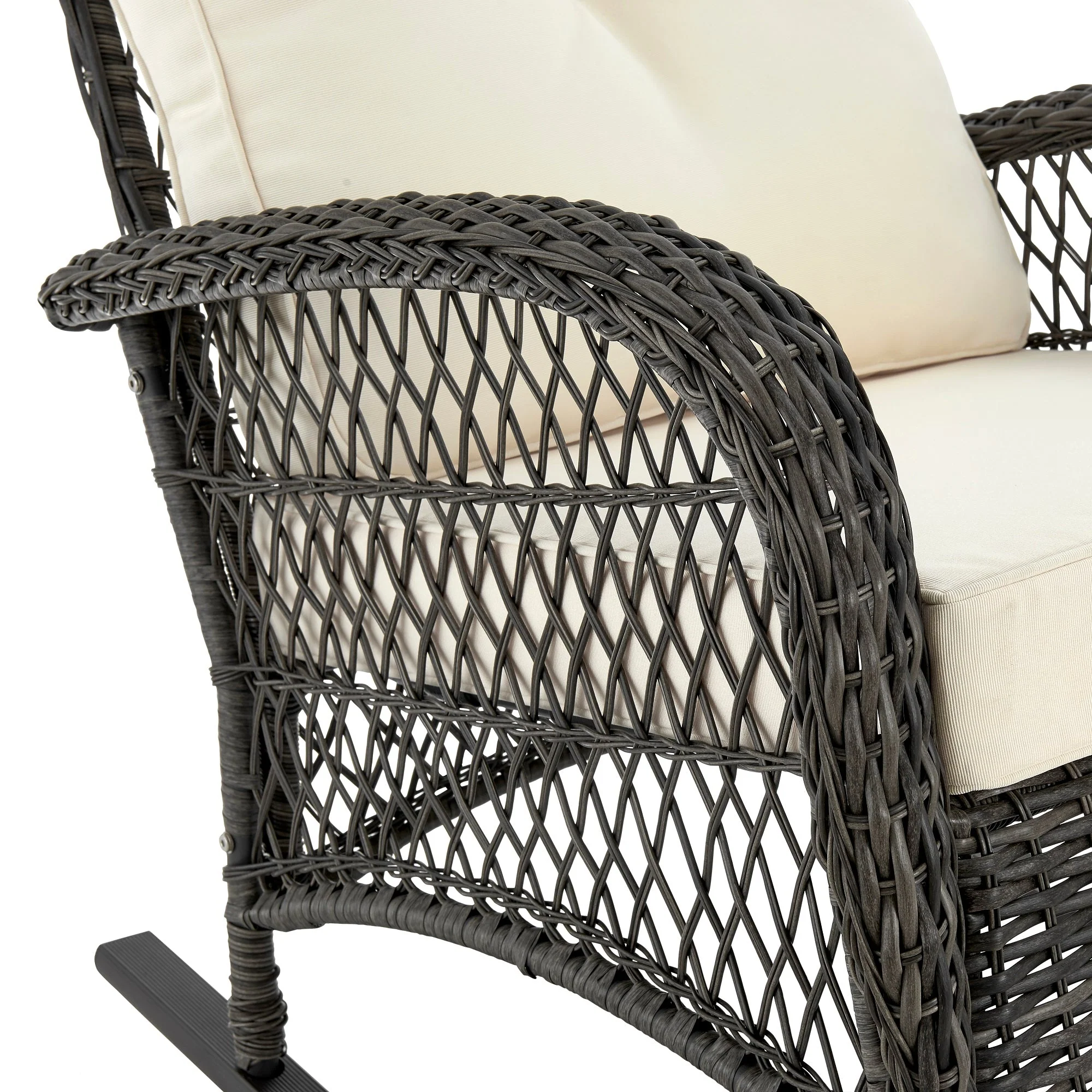 Fruttuo Patio Rocking Chair with Cream Cushions - Image 5