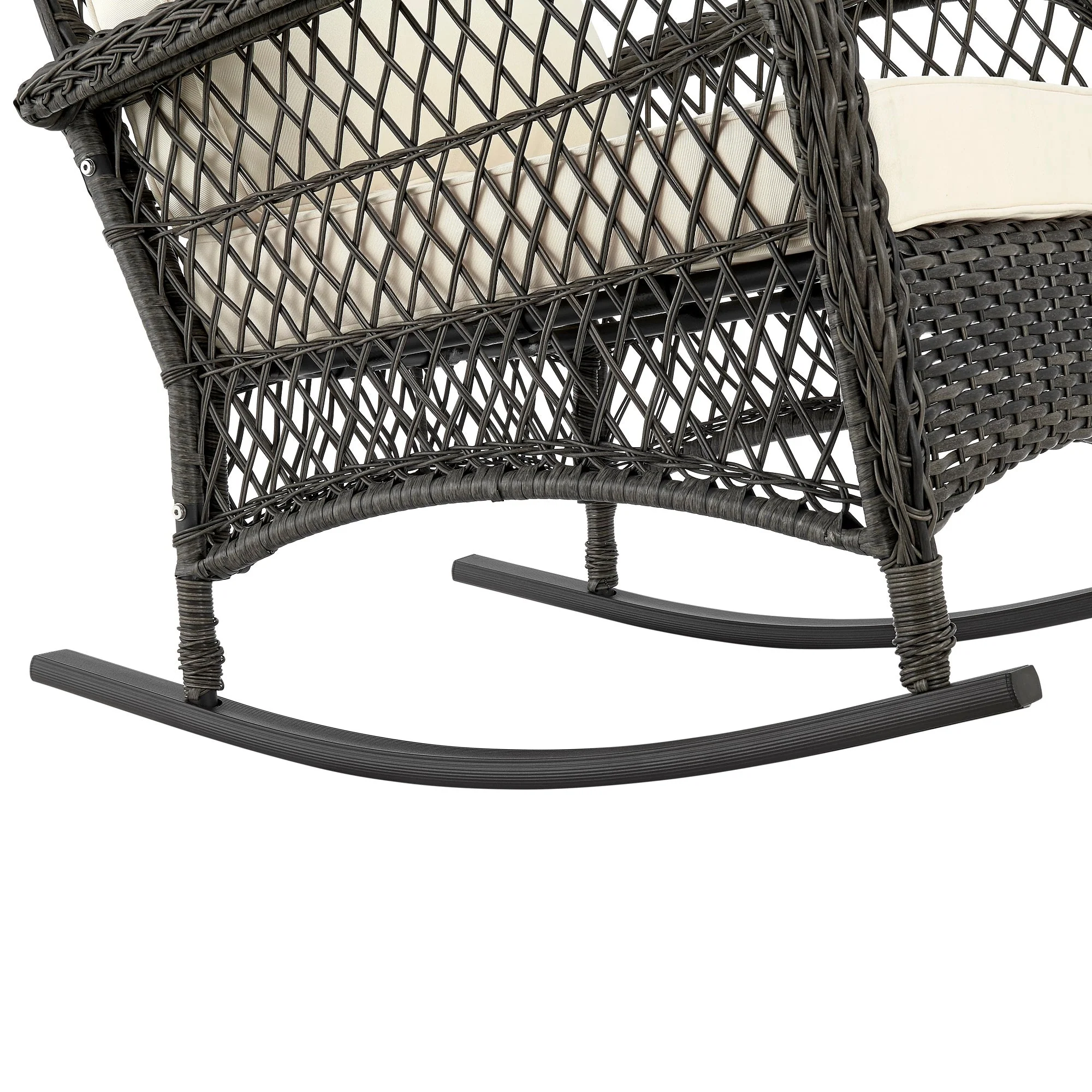 Fruttuo Patio Rocking Chair with Cream Cushions - Image 8