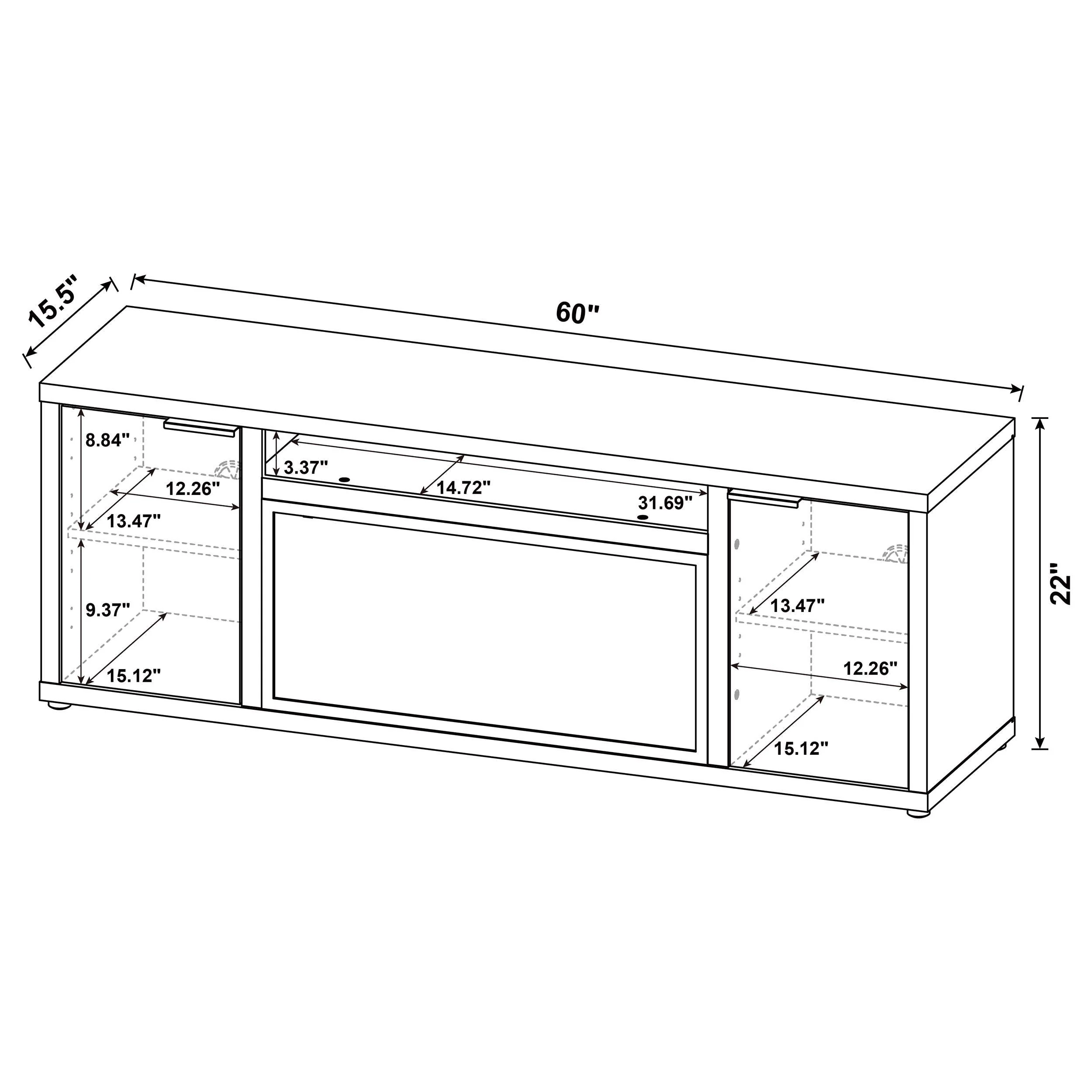 Fuller Mango 60-inch 2-Door TV Stand Fireplace Media Console - Image 15