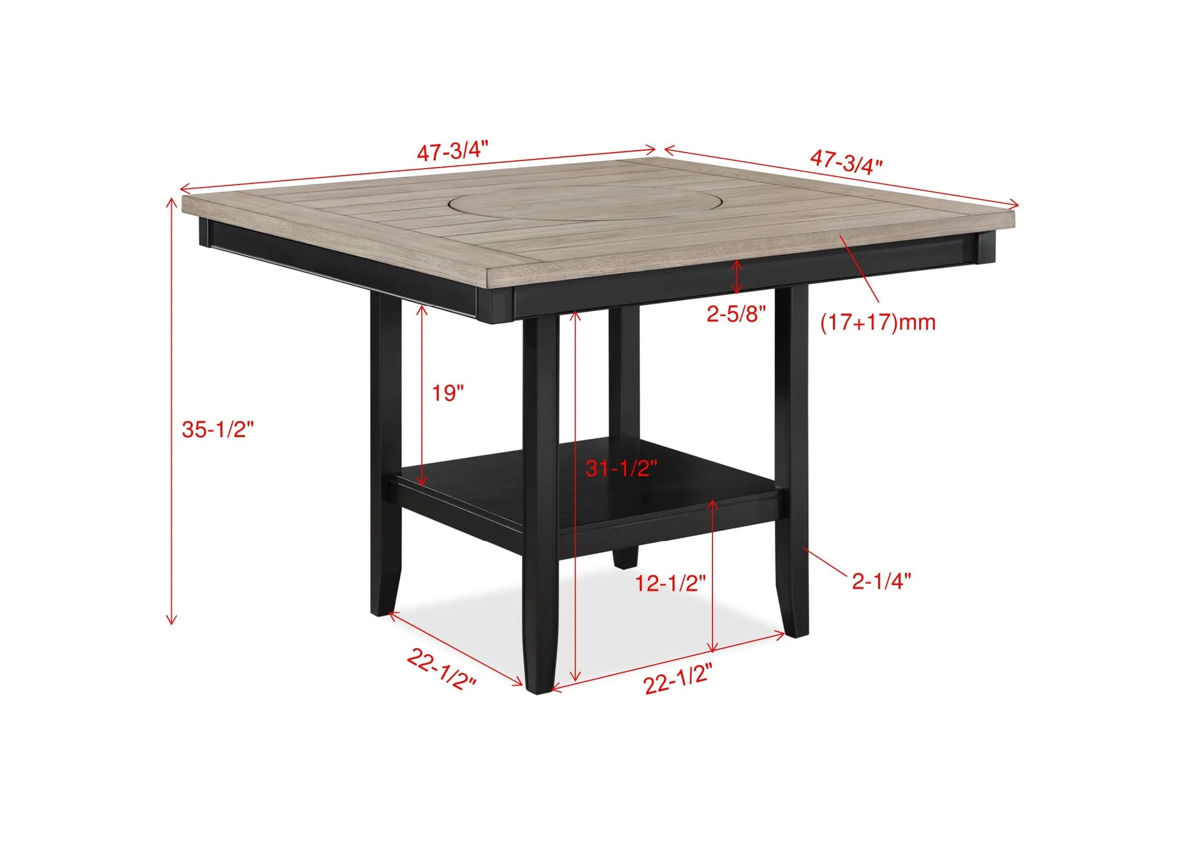 Fulton Charcoal and Light Gray Extendable Counter Height Dining Set - Image 9