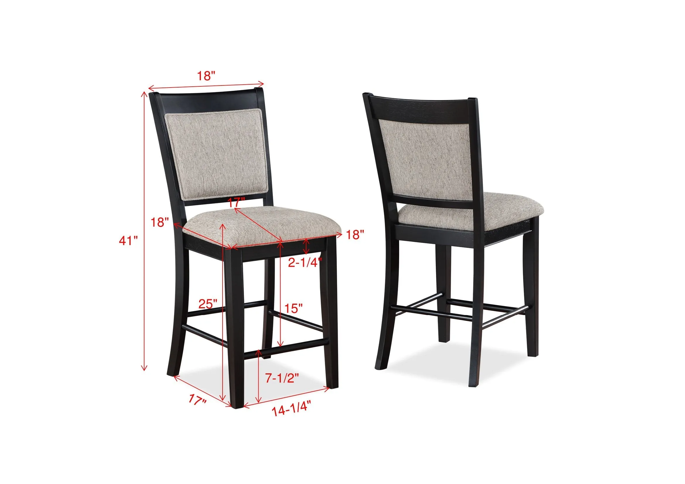 Fulton Light Gray Counter Height Chair, Set of 2 - Image 5