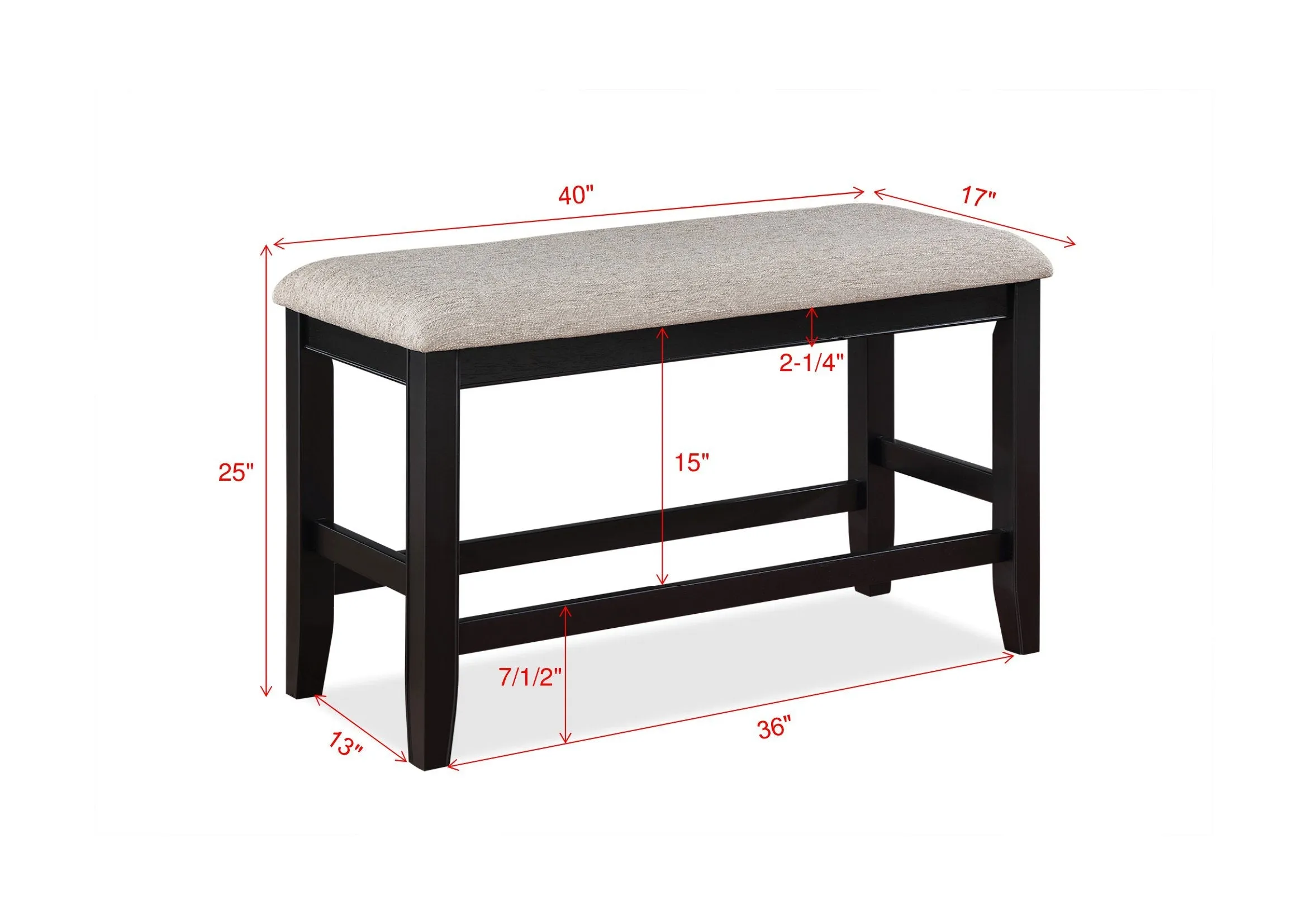 Fulton Light Gray Counter Height Dining Bench - Image 4