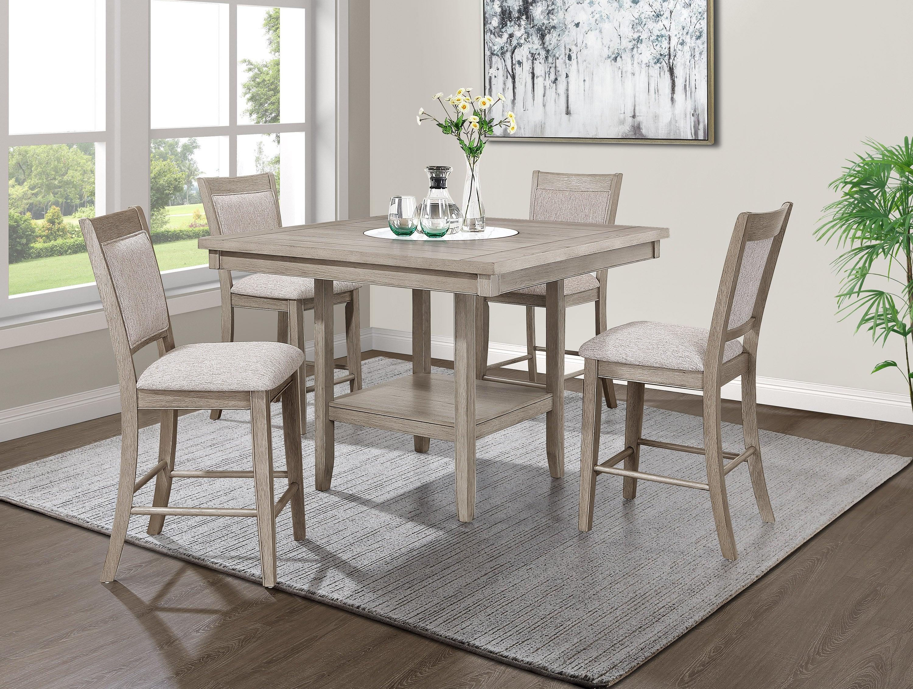 Fulton White Oak Counter Height Dining Table with Lazy Susan - Image 3