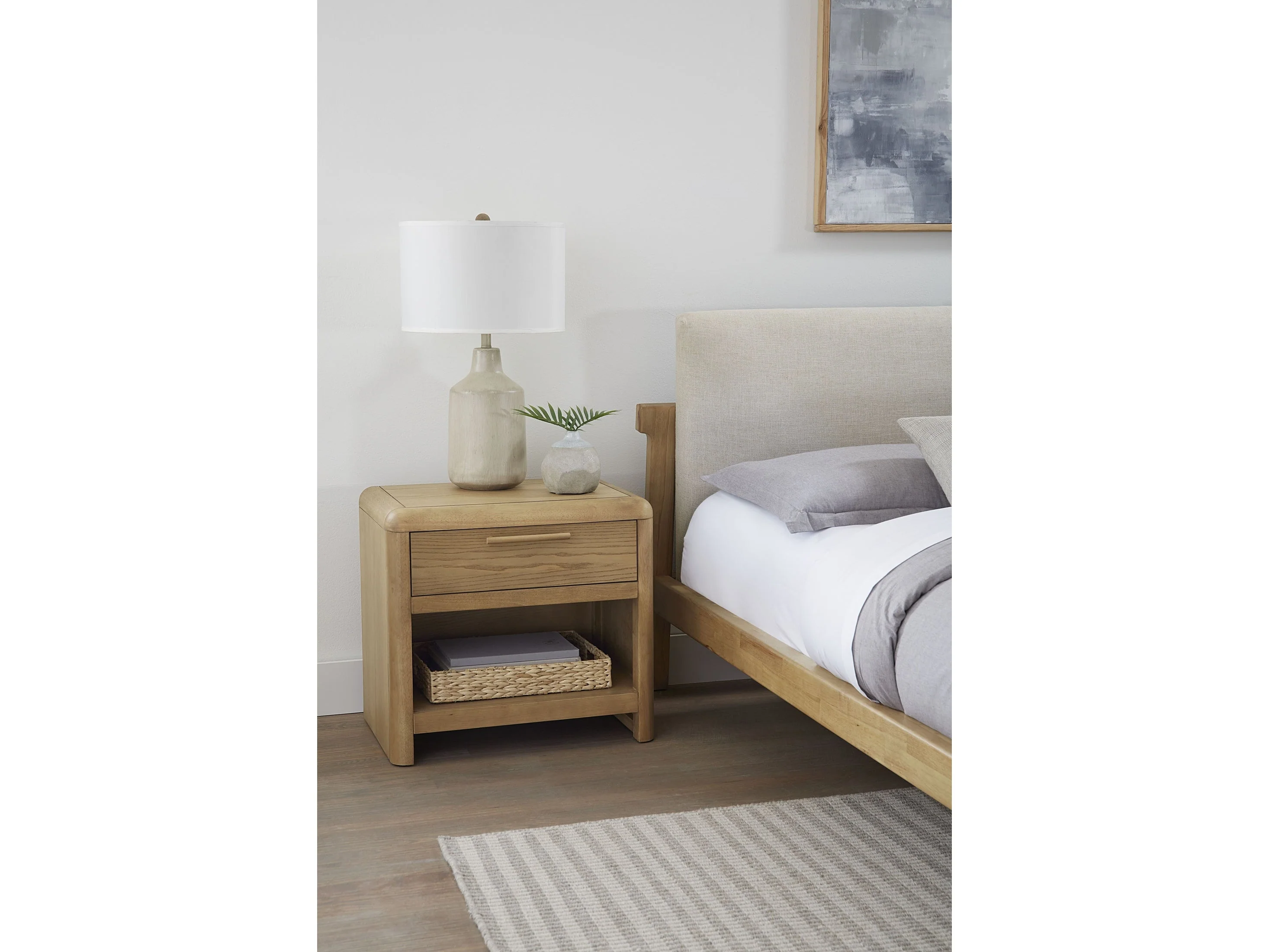Furano Ginger One Drawer One Shelf Ash Wood Nightstand