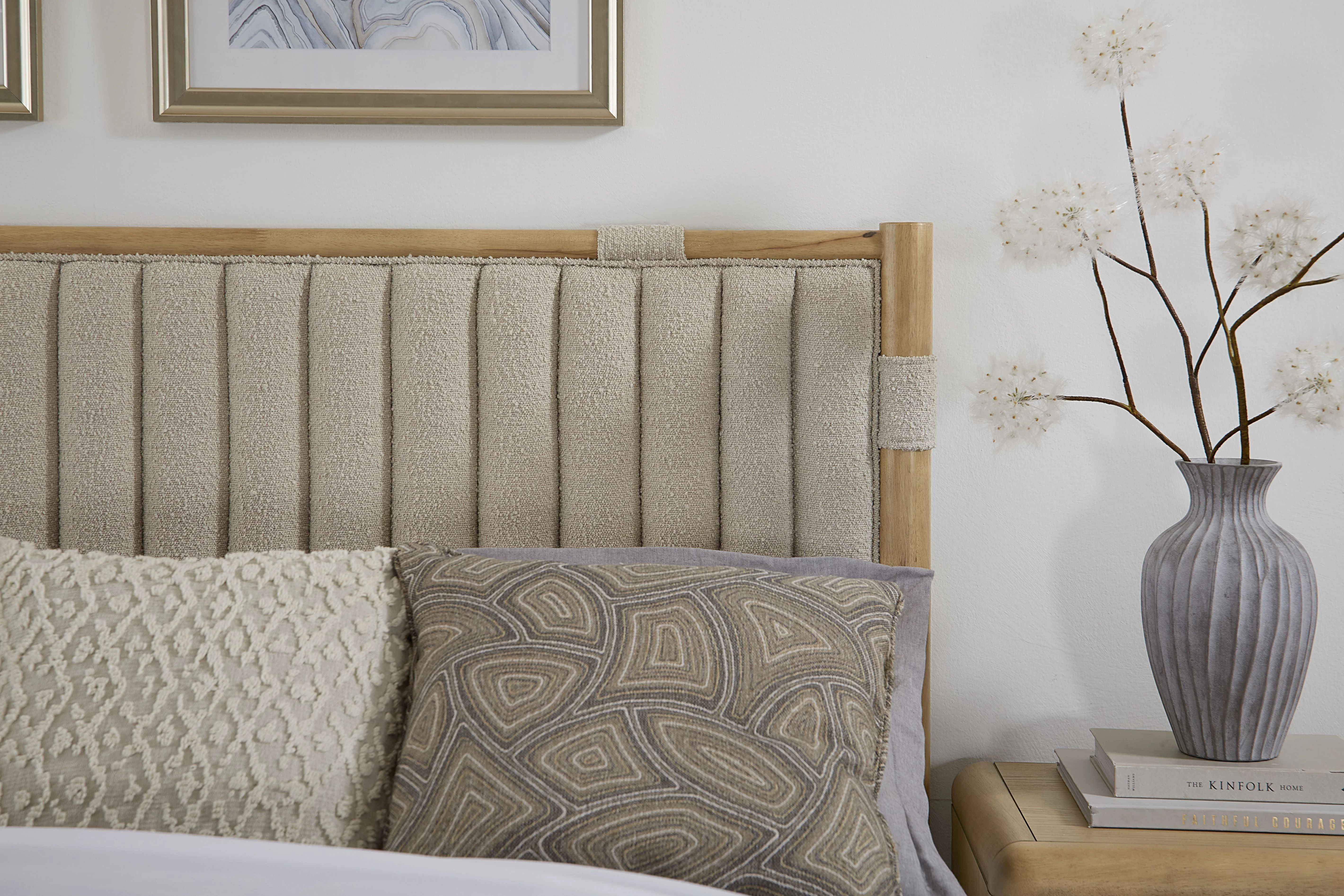 Furano Queen Upholstered Panel Bed in Ginger and Brun Boucle - Image 2