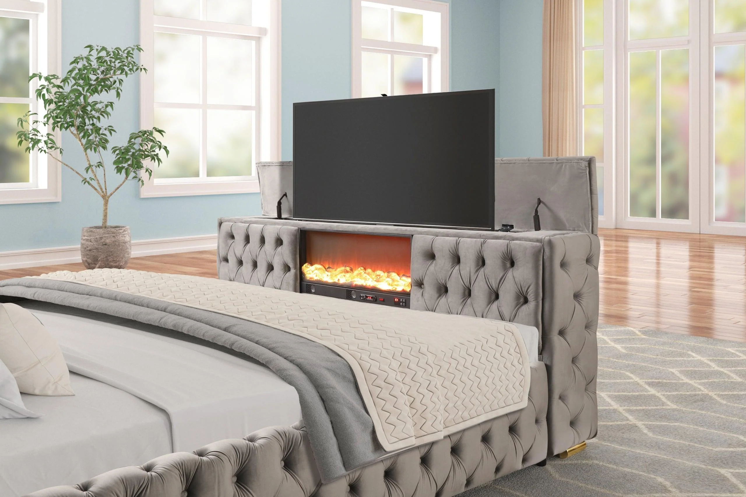 Future Gray Queen Platform Bed - Image 3