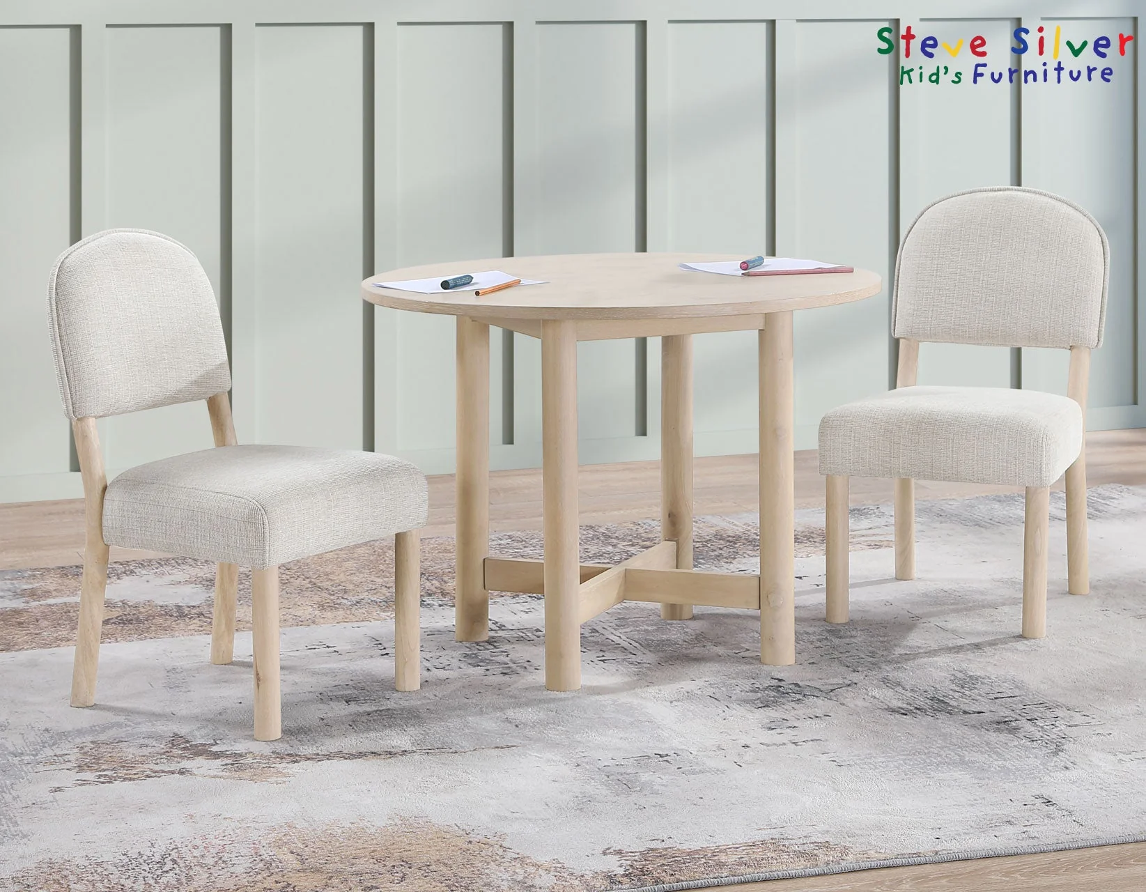 Gabby Washed Oak 5-Piece Kids Dining Table Set - Image 2